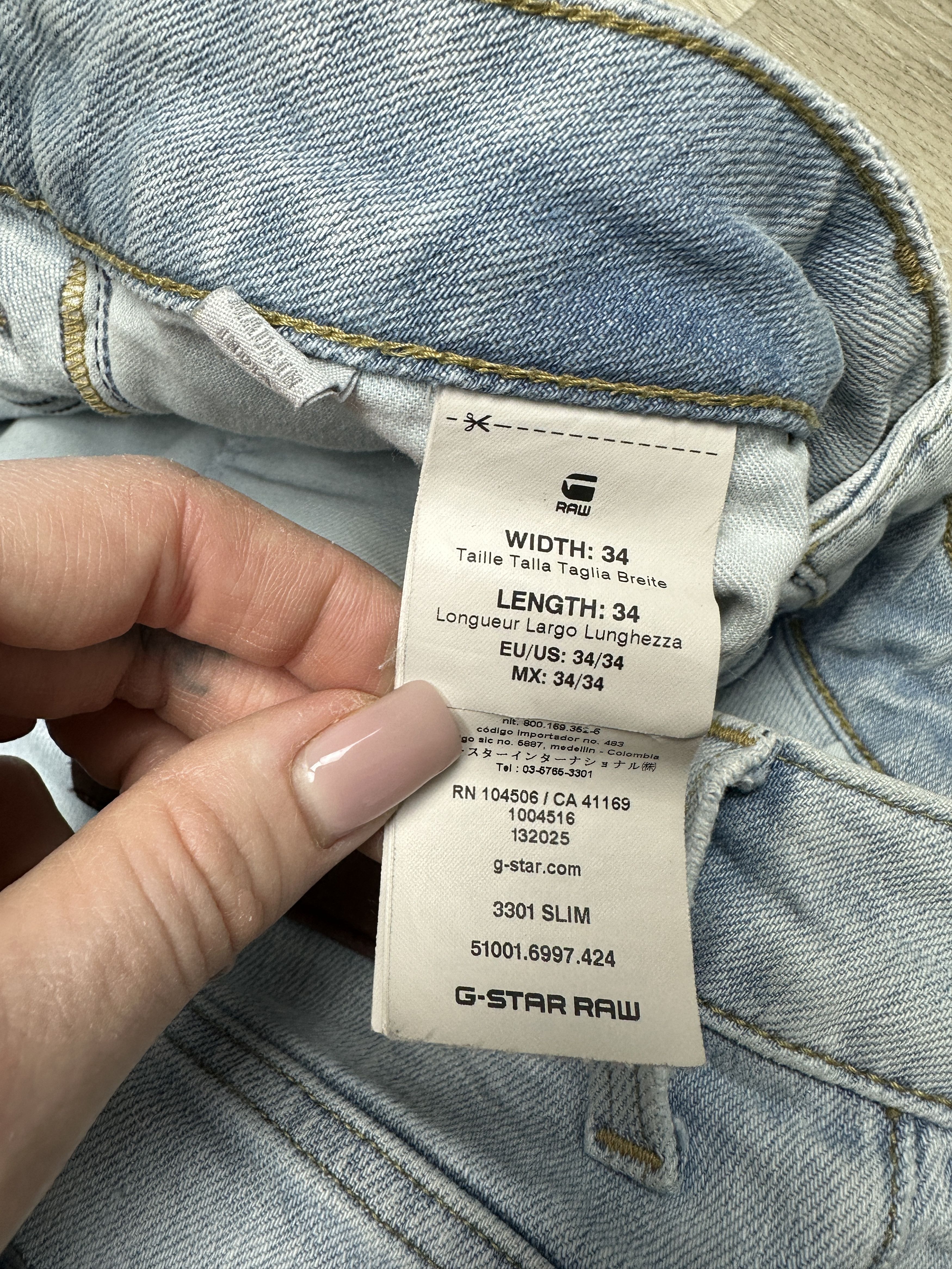 G-Star G Star Raw 3301 Slim Mens Denim Pants Jeans Size US 34 / EU 50 - 4 Thumbnail