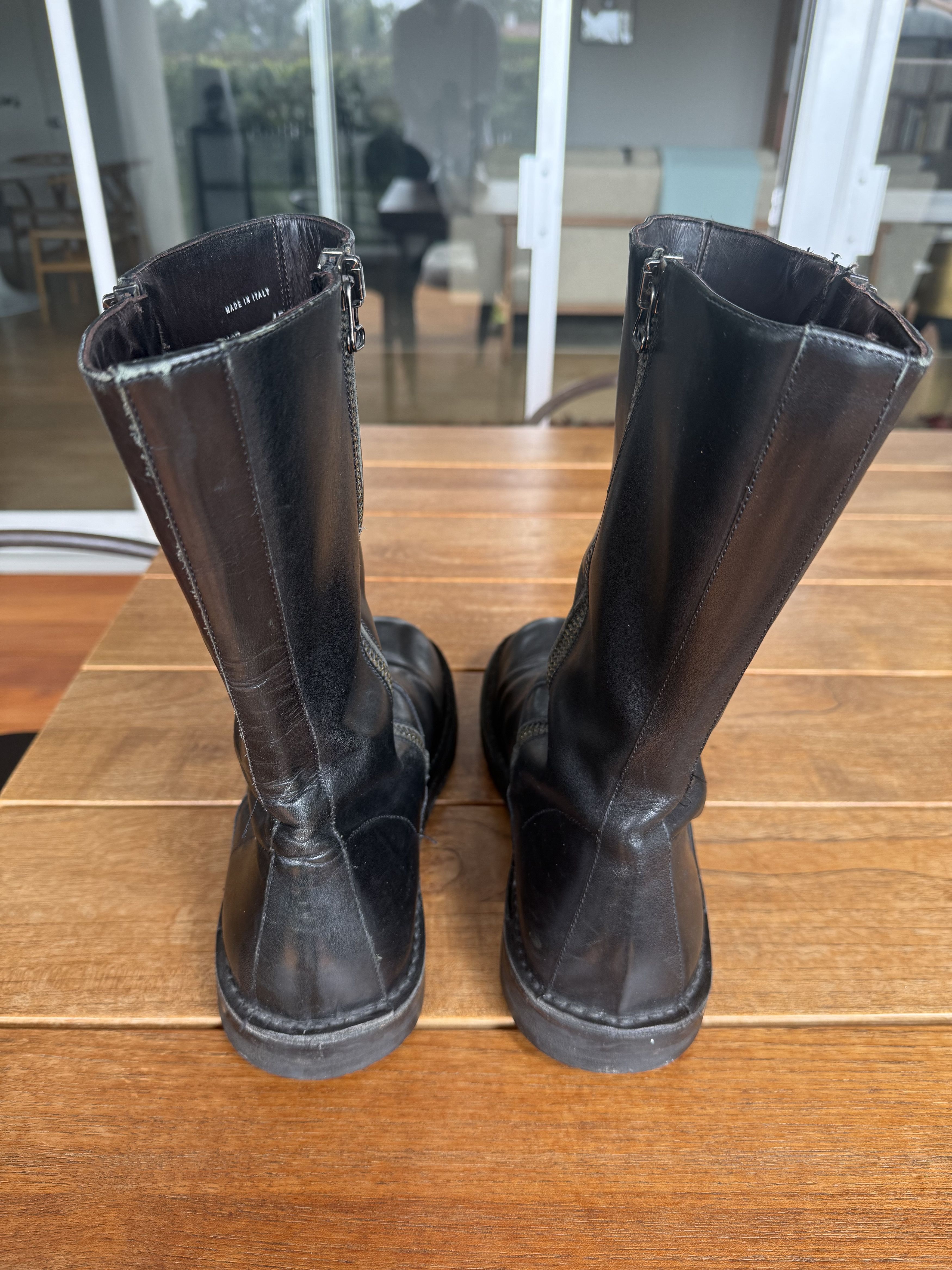 Yohji Yamamoto Black Yohji Yamamoto Pour Homme side zip leather moto boots Size US 12 / EU 45 - 2 Thumbnail