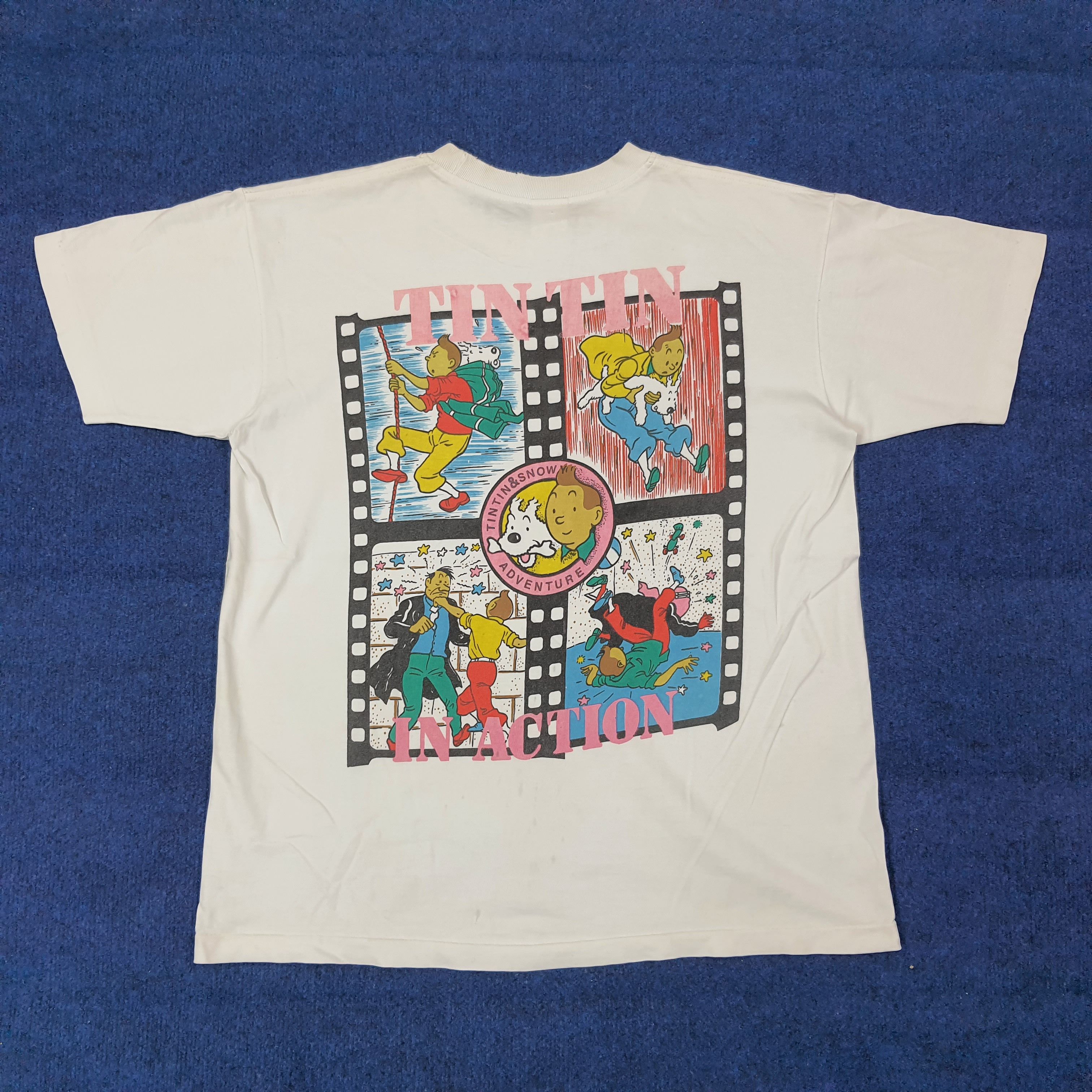 Vintage Vintage Adventure of Tintin Tshirt C267N50 Size US L / EU 52-54 / 3 - 1 Thumbnail