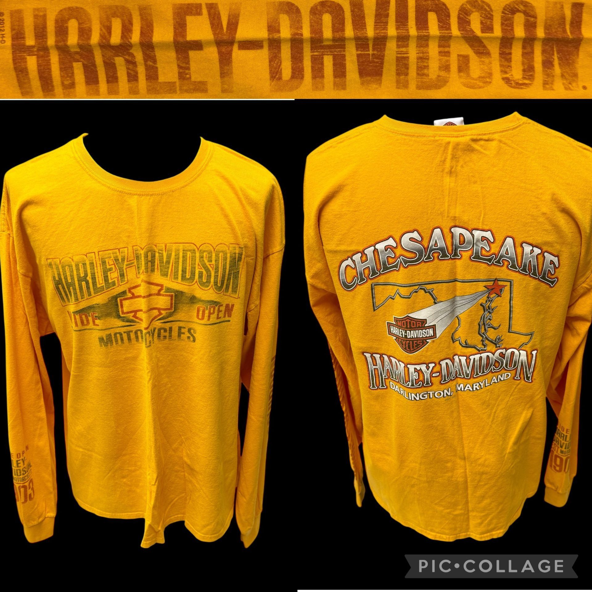 Harley Davidson H-D Motorcycle Chesapeake Maryland Biker SPELLOUT L/S Shirt Size US XL / EU 56 / 4 - 2 Thumbnail