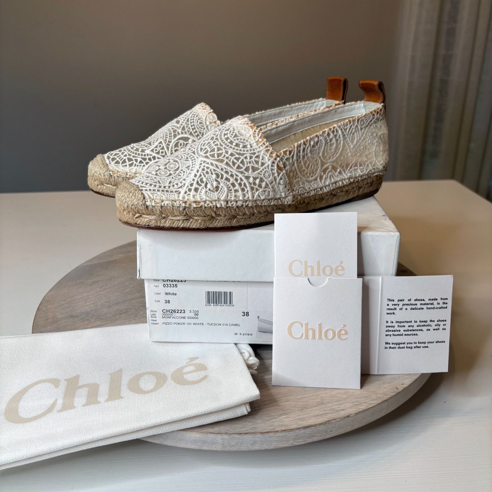 Chloe Chloé Fabri Lace Espadrilles White 38 Women's Shoes NIB Size US 8 / IT 38 - 1 Thumbnail