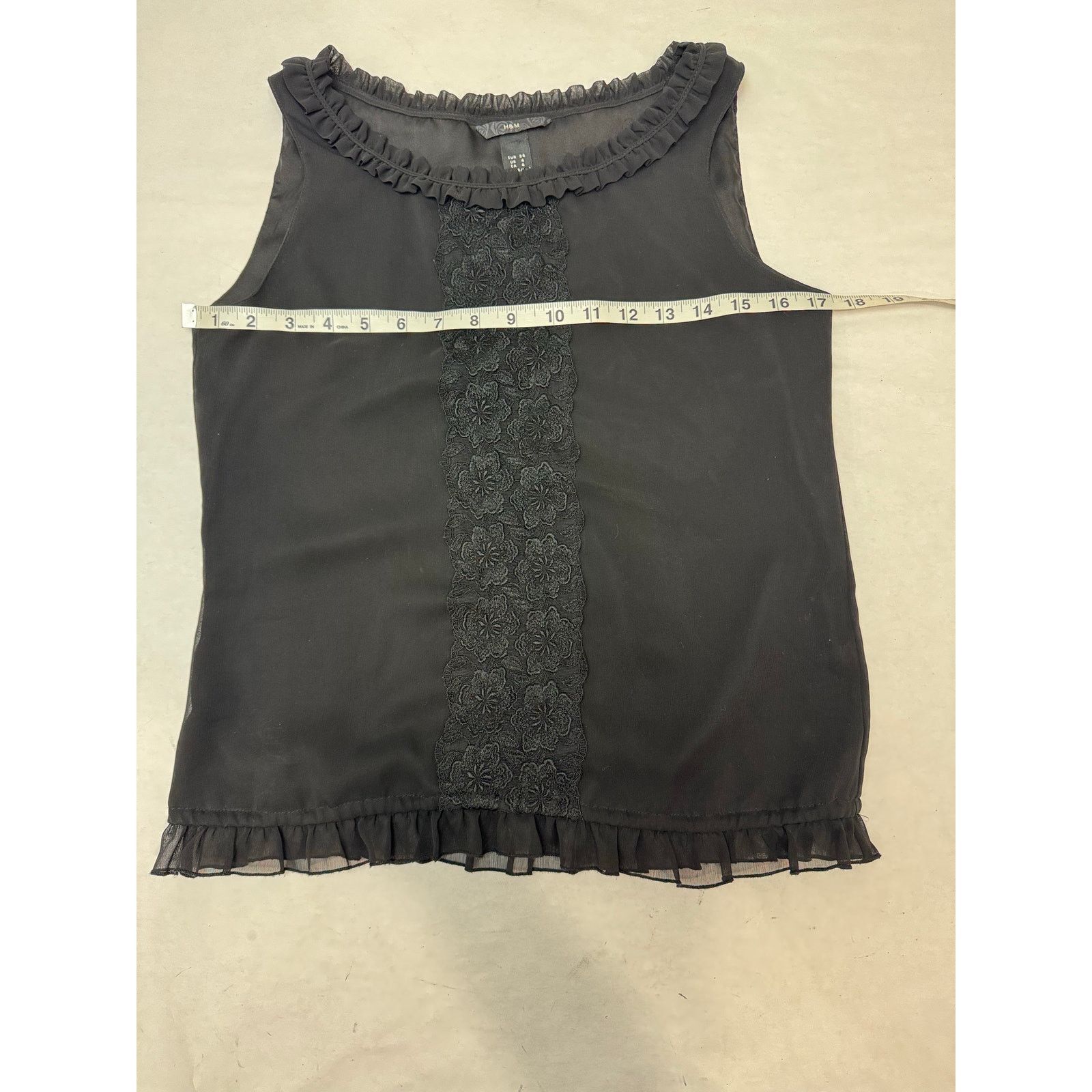 H&M Whimsigoth Floral Tank Sheer Black Ruffle Size 4 Goth H&M Size S / US 4 / IT 40 - 7 Thumbnail