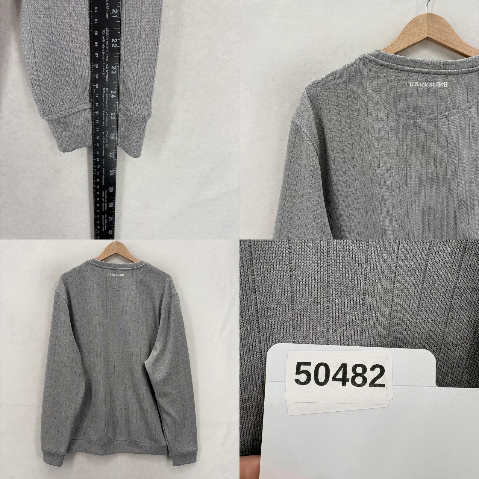 Logo 7 VINTAGE U Suck at Golf Sweatshirt Mens XL Gray Striped Knit Crewneck Pullover Logo Golf Size US XL / EU 56 / 4 - 8 Thumbnail