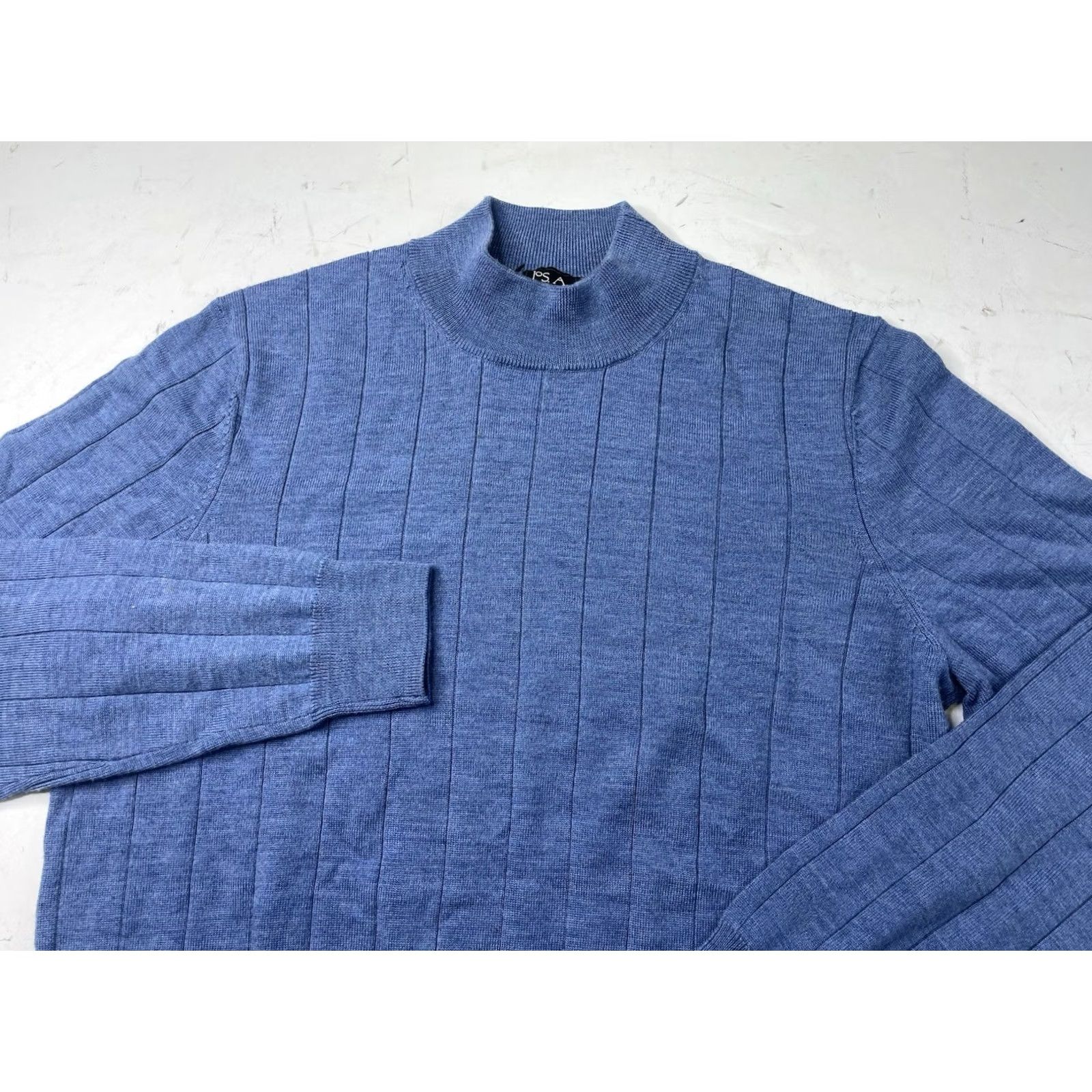 Jos. A. Bank Jos A Bank Traveler Mens Large Blue 100% Merino Wool Mock Neck Ribbed Sweater Size US L / EU 52-54 / 3 - 2 Thumbnail