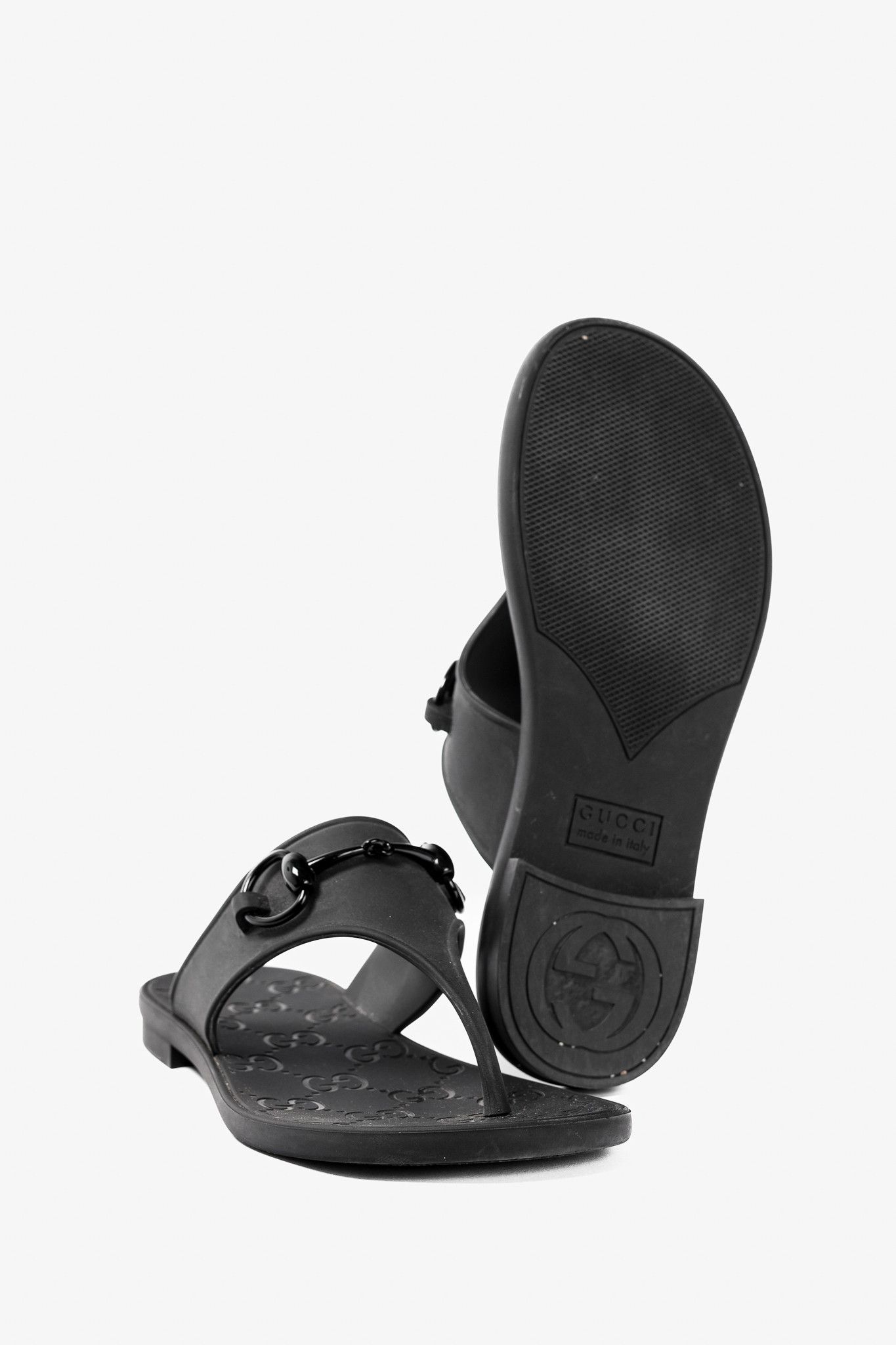 Gucci Gucci Black Rubber Horsebit Thong Sandals Size US 4 / IT 34 - 5 Thumbnail
