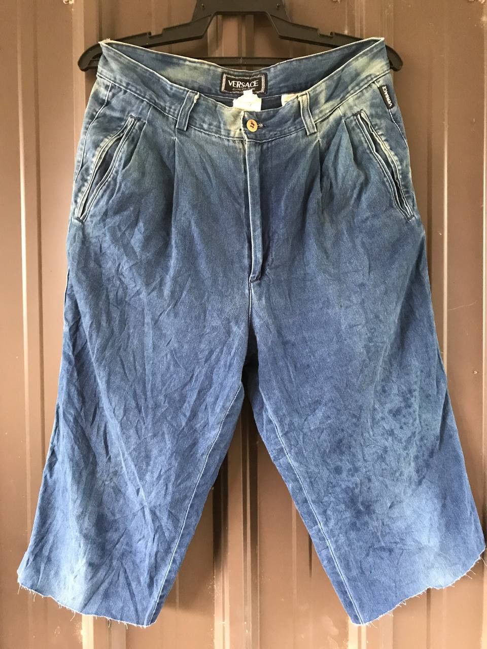 Indigo × Versace × Versace Jeans Couture Vintage Versace Faded Shorts Size US 30 / EU 46 - 1 Thumbnail