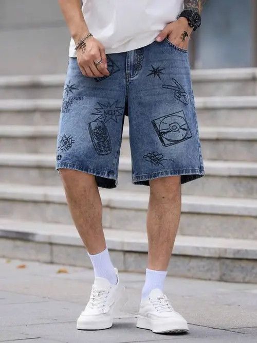 Japanese Brand × Vintage GRAPHIC DRIP Y2K denim shorts jeans vintage Size US 32 / EU 48 - 2 Thumbnail