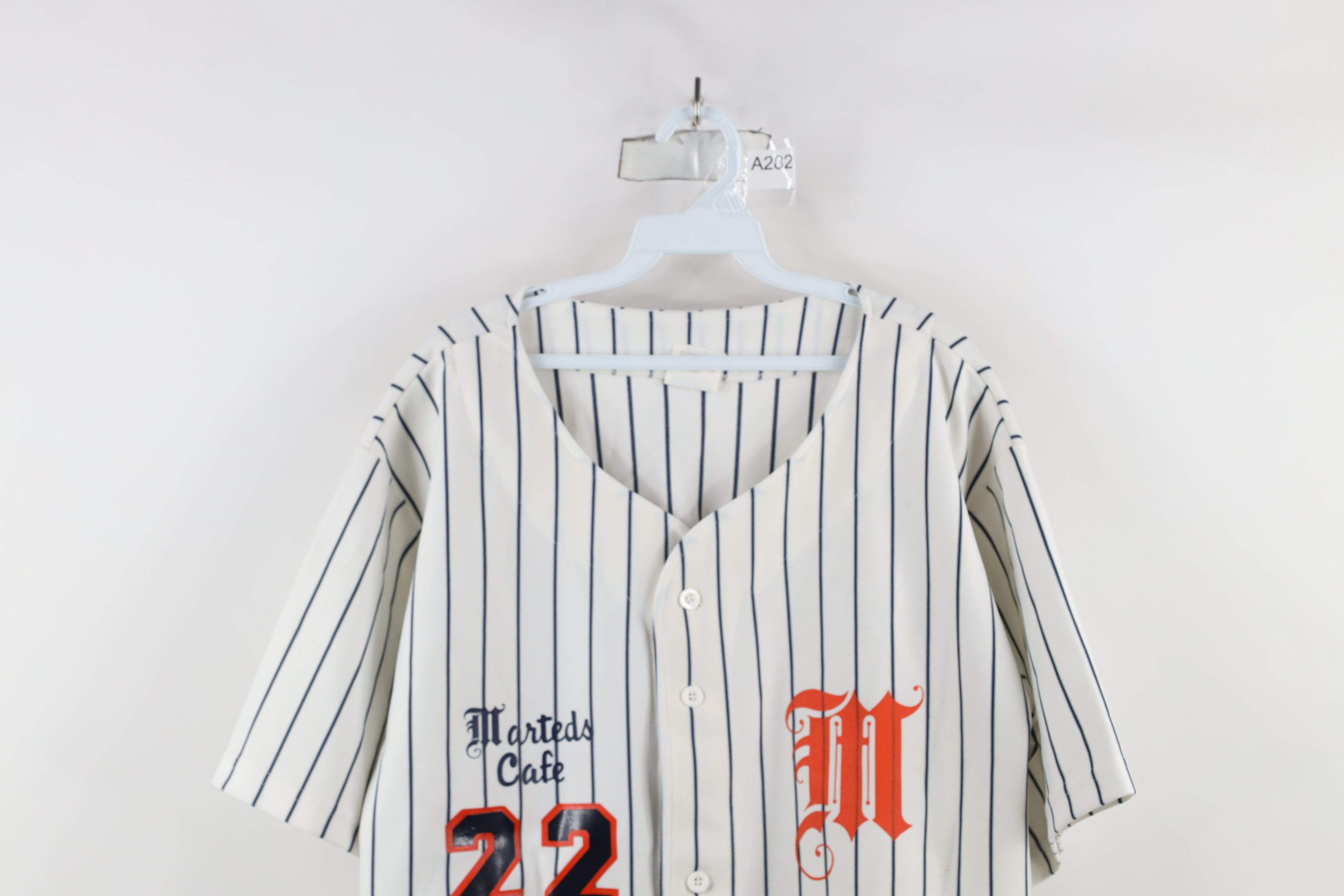 Vintage Vintage 90s Streetwear Pinstriped Baseball Jersey White USA Size US XL / EU 56 / 4 - 2 Thumbnail