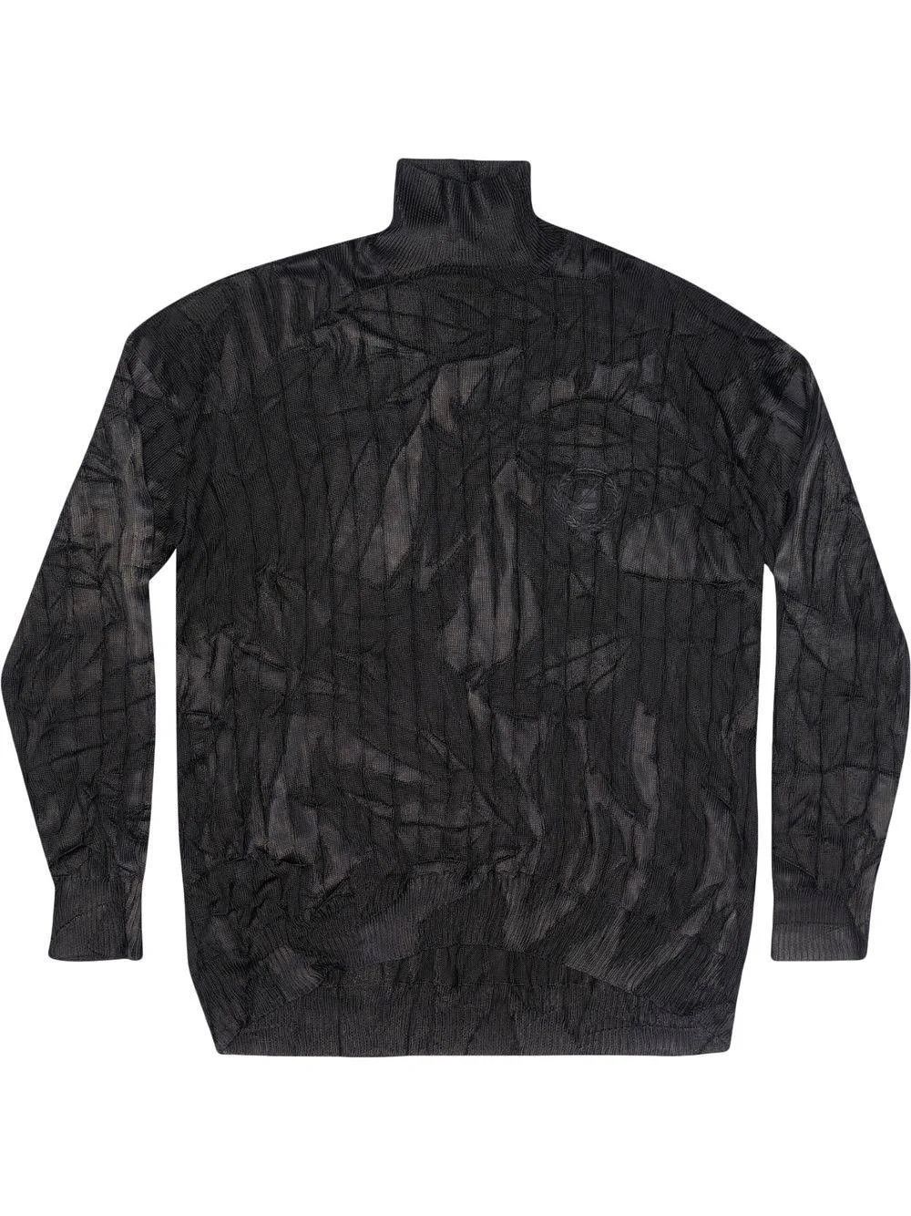 o1mt1gz0524 Creased Oversized Turtleneck Jumper in Black
