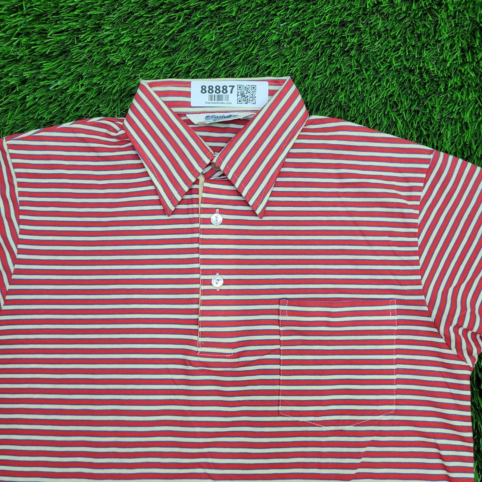 Vintage VTG 70s Manhattan Nature Knit Striped Polo Shirt Small Size US S / EU 44-46 / 1 - 2 Thumbnail