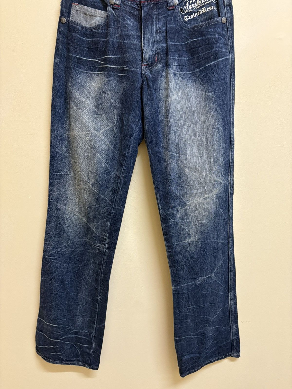 If Six Was Nine × Japanese Brand Vintage Y2k Wild Life Poem Wording Flared Jeans Size US 32 / EU 48 - 6 Thumbnail
