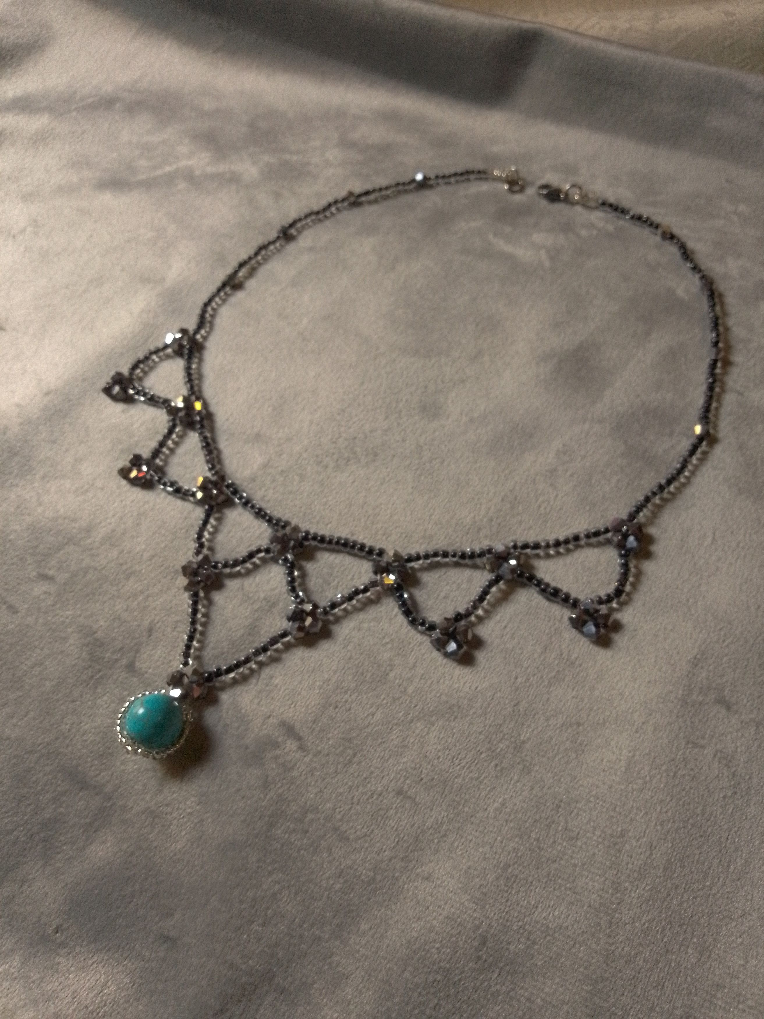Handmade Black gothic necklace natural turquoise Howlite gemstones Size ONE SIZE - 9 Thumbnail