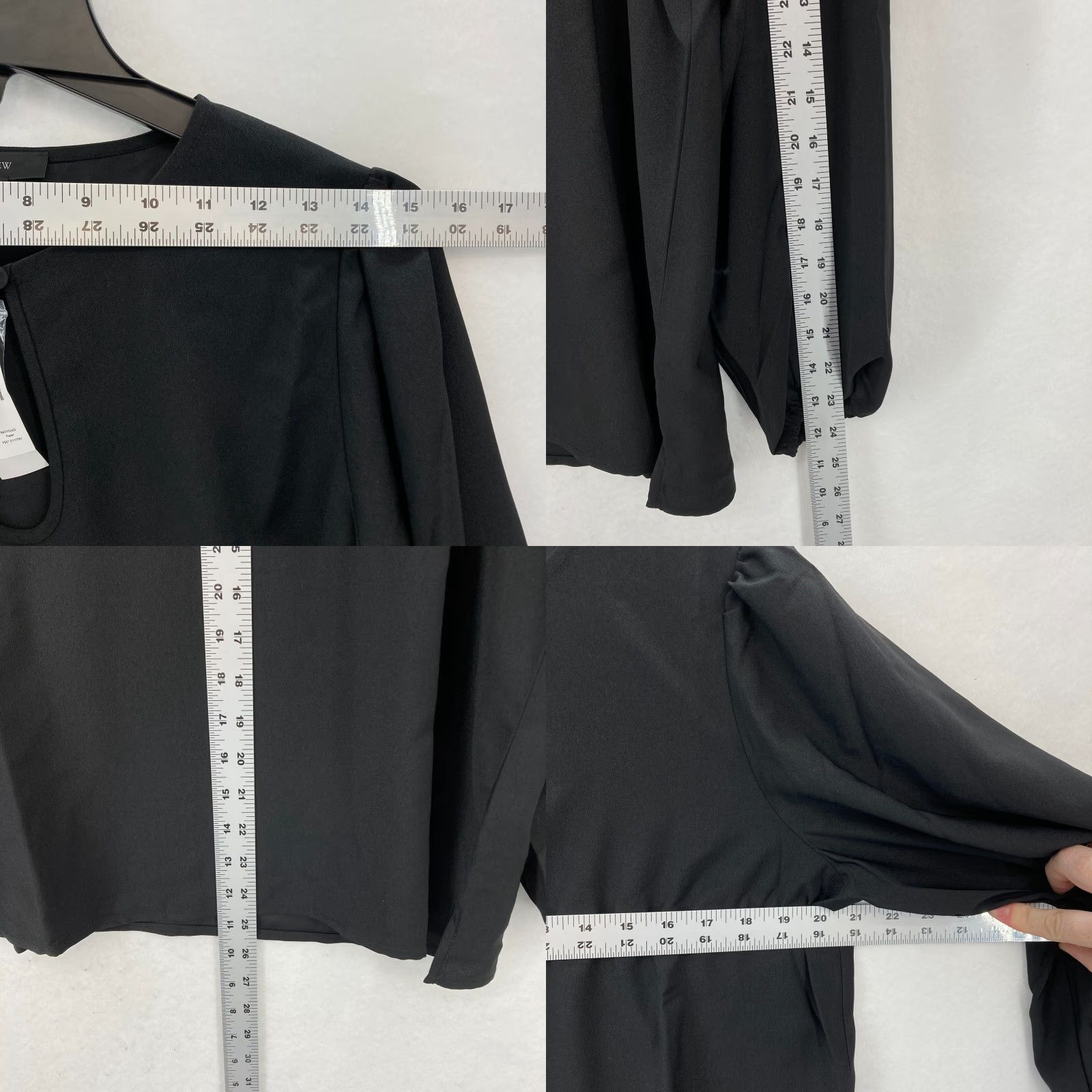 J.Crew J.CREW Puff Sleeve Satin Back Crepe Top Women's MT Tall Black Keyhole Neckline Shirt Size M / US 6-8 / IT 42-44 - 8 Thumbnail
