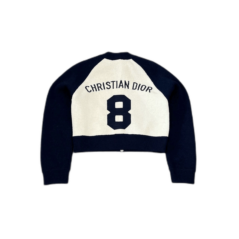 Dior Deep Blue Short Wool Baseball Jacket