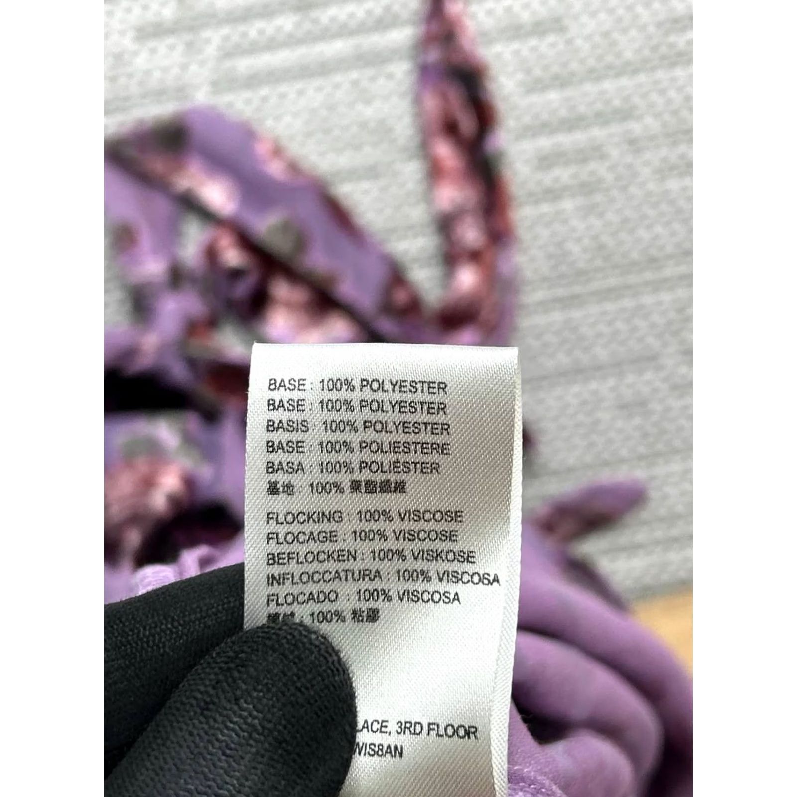 Free People Free People Shirt Womens Medium Purple Floral Velvet Crop Top Size M / US 6-8 / IT 42-44 - 4 Thumbnail