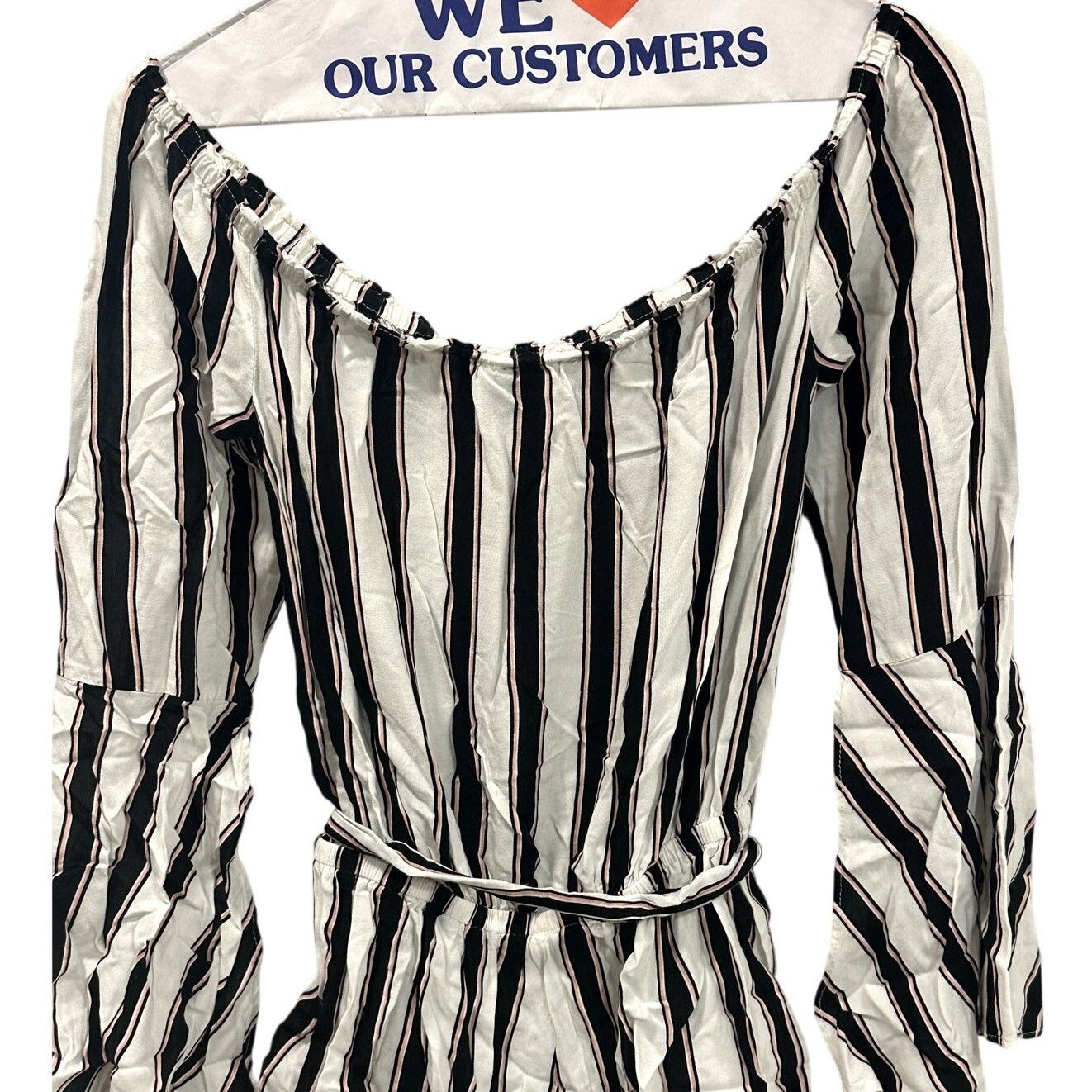 Other Lumiere Black White Striped Romper Small Tie Front Y2K Size 25" / US 0 / IT 36 - 6 Thumbnail