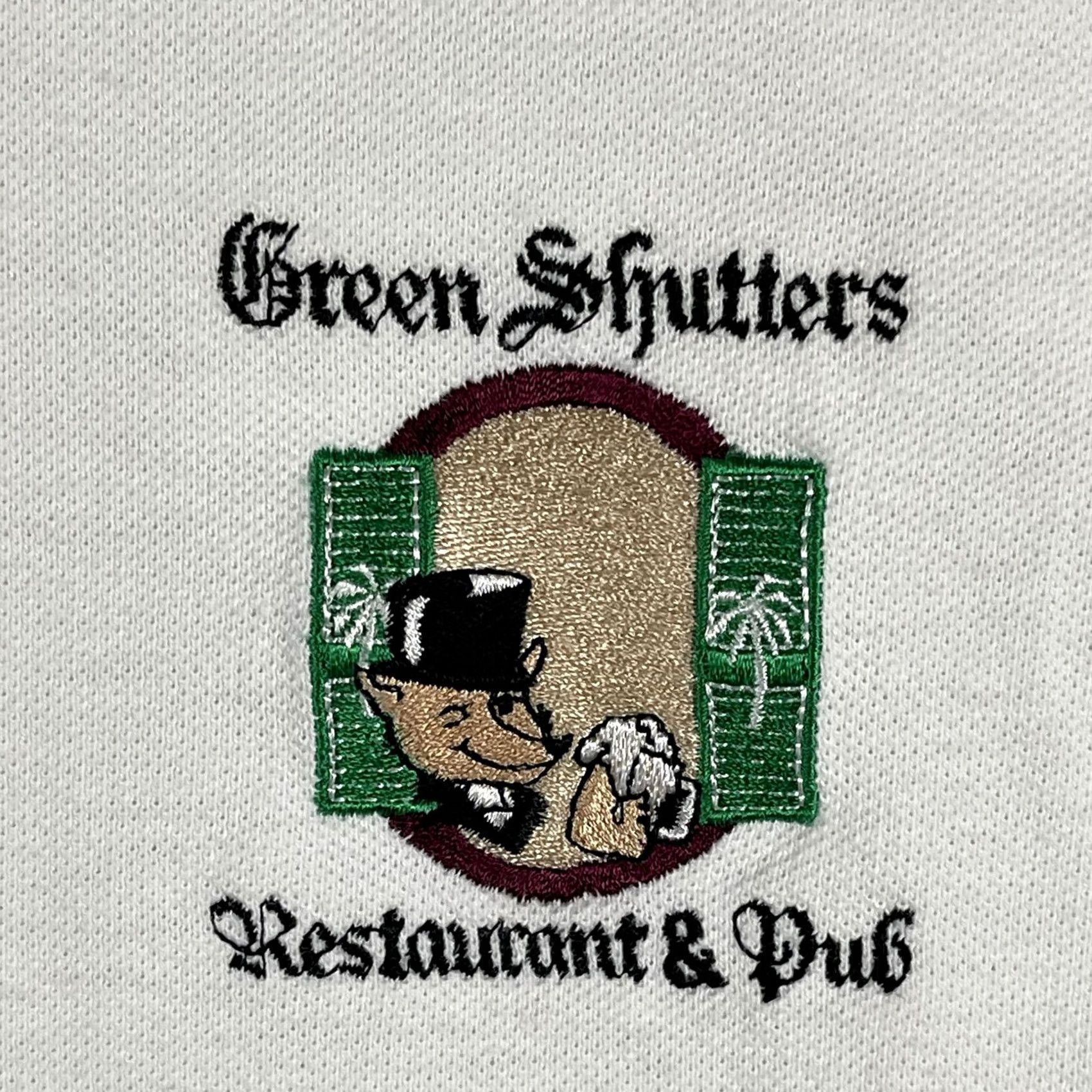Vintage Outer Banks Polo Shirt Mens 2XL White Solid Embroidered Green Shutters Restaurant Pub Logo Polo Shirt Mens 2XL White Green Shutters Embroidered Size US XXL / EU 58 / 5 - 4 Thumbnail