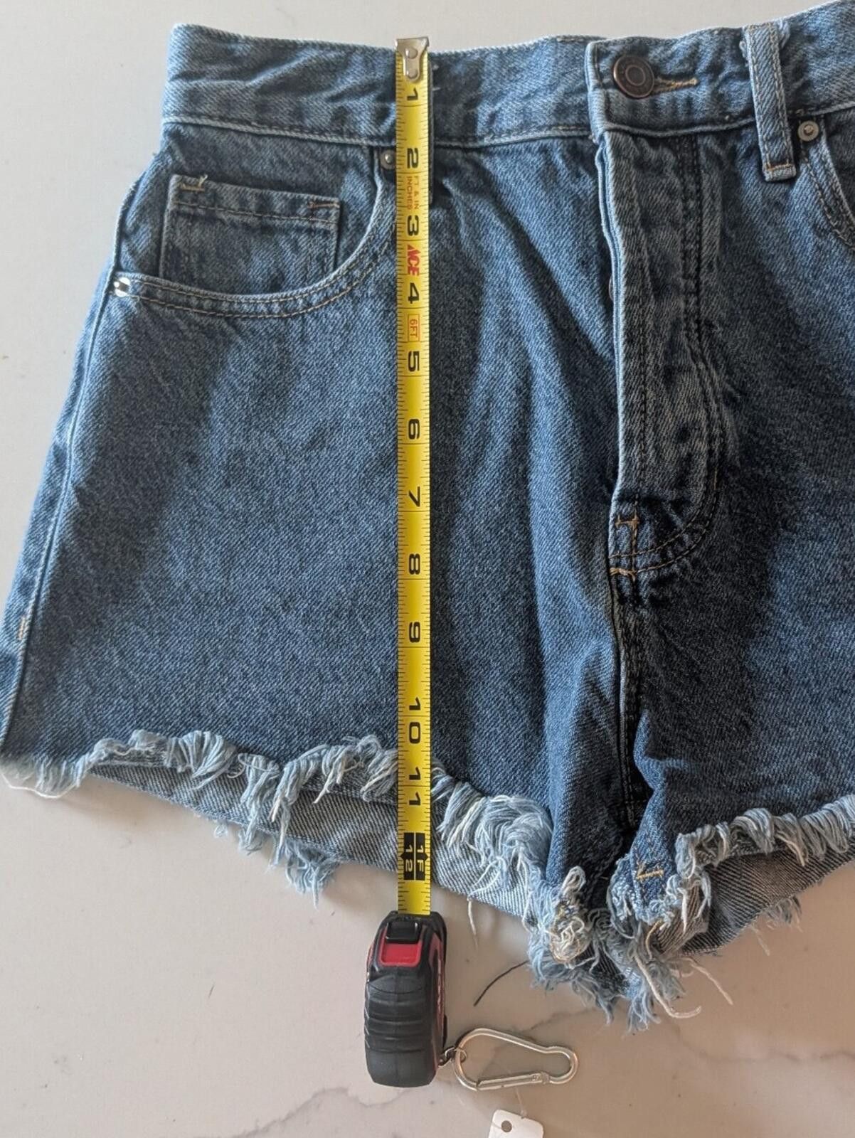 Pacsun PacSun Frayed High-Rise Denim Shorts - Blue Size 26" / US 2 / IT 38 - 6 Thumbnail