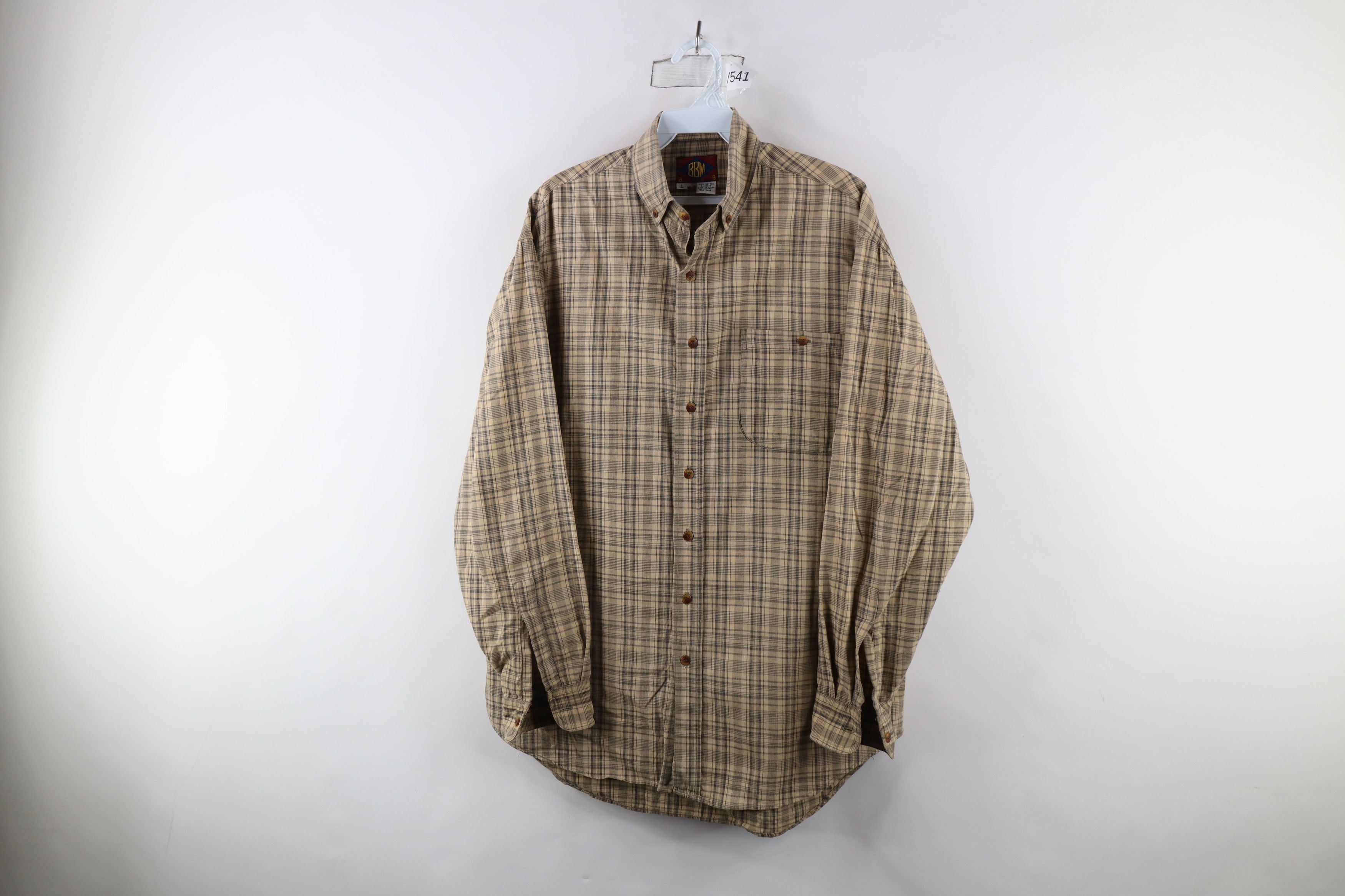 Vintage Vintage 90s Streetwear Button Down Shirt Beige Plaid Size US L / EU 52-54 / 3 - 1 Thumbnail