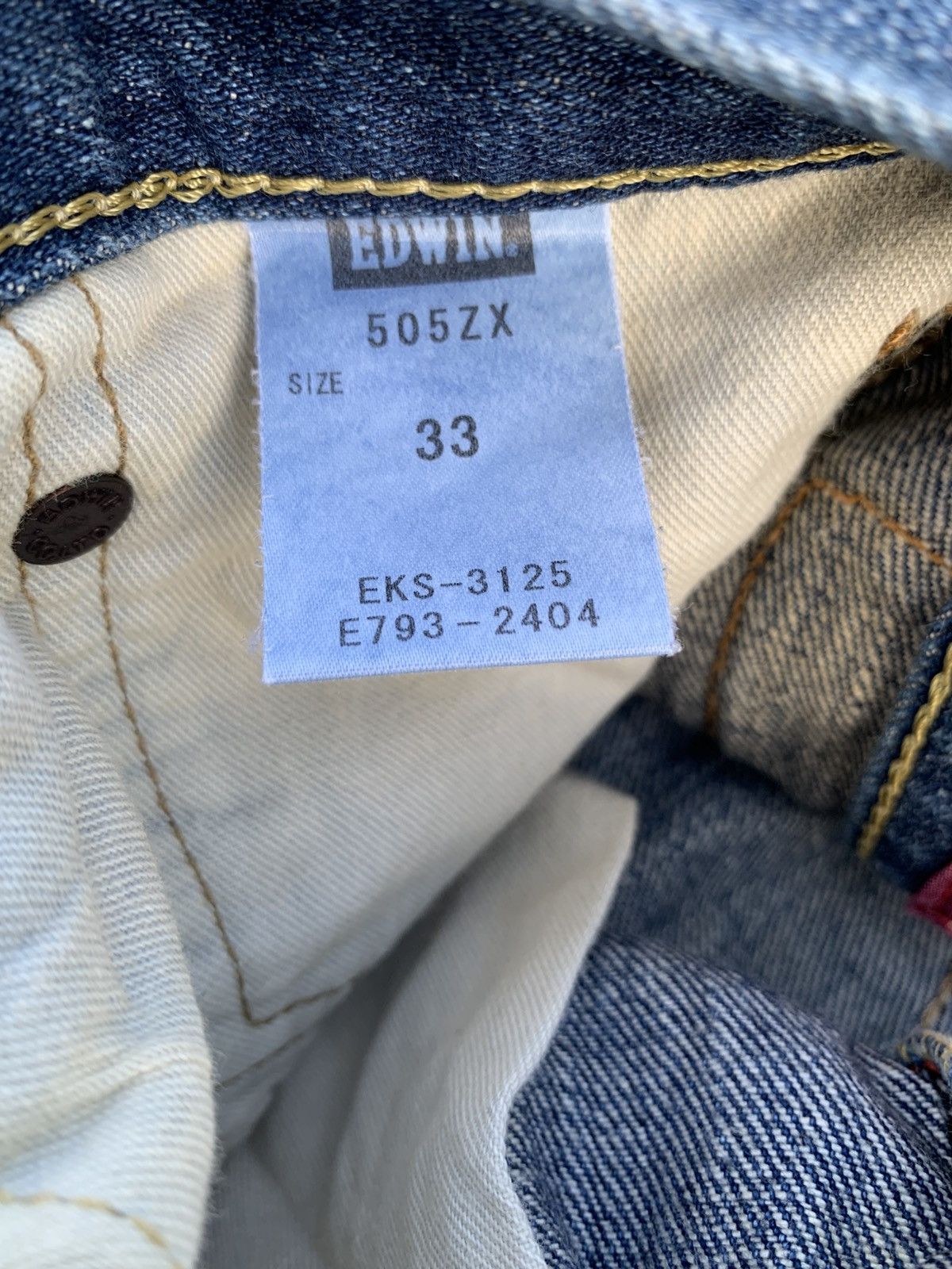Kapital VINTAGE EDWIN 505zx SELVEDGE BUCKLE BACK DISTRESSED DENIM Size US 35 - 19 Thumbnail
