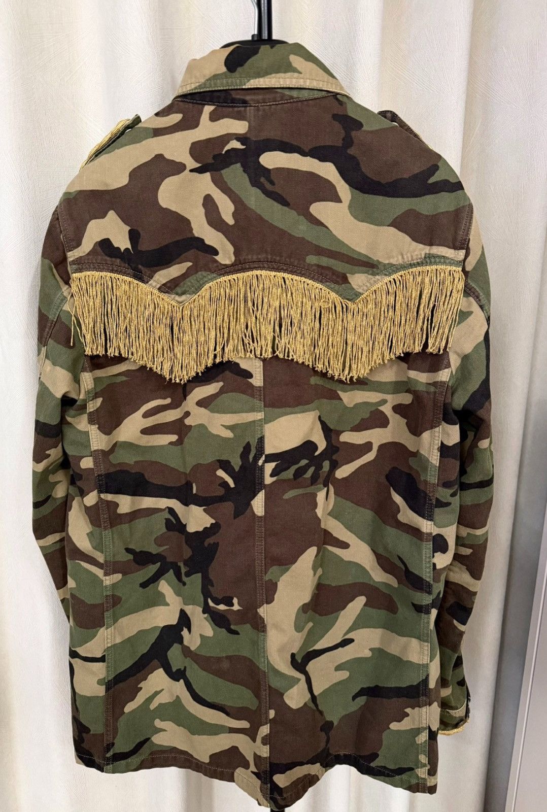 Saint Laurent Paris Saint Laurent Paris 15SS Gold Thread Camo Fringe Jacket Size US L / EU 52-54 / 3 - 2 Thumbnail