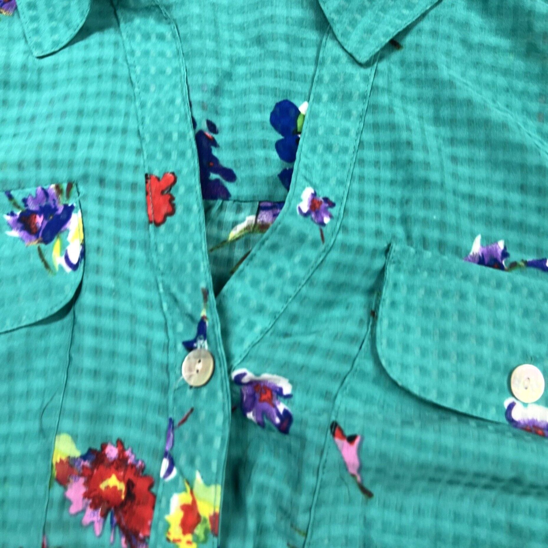 Vintage NY Collection Womens Floral Button Down Blouse Long Sleeve Size 1X Size XL / US 12-14 / IT 48-50 - 4 Thumbnail