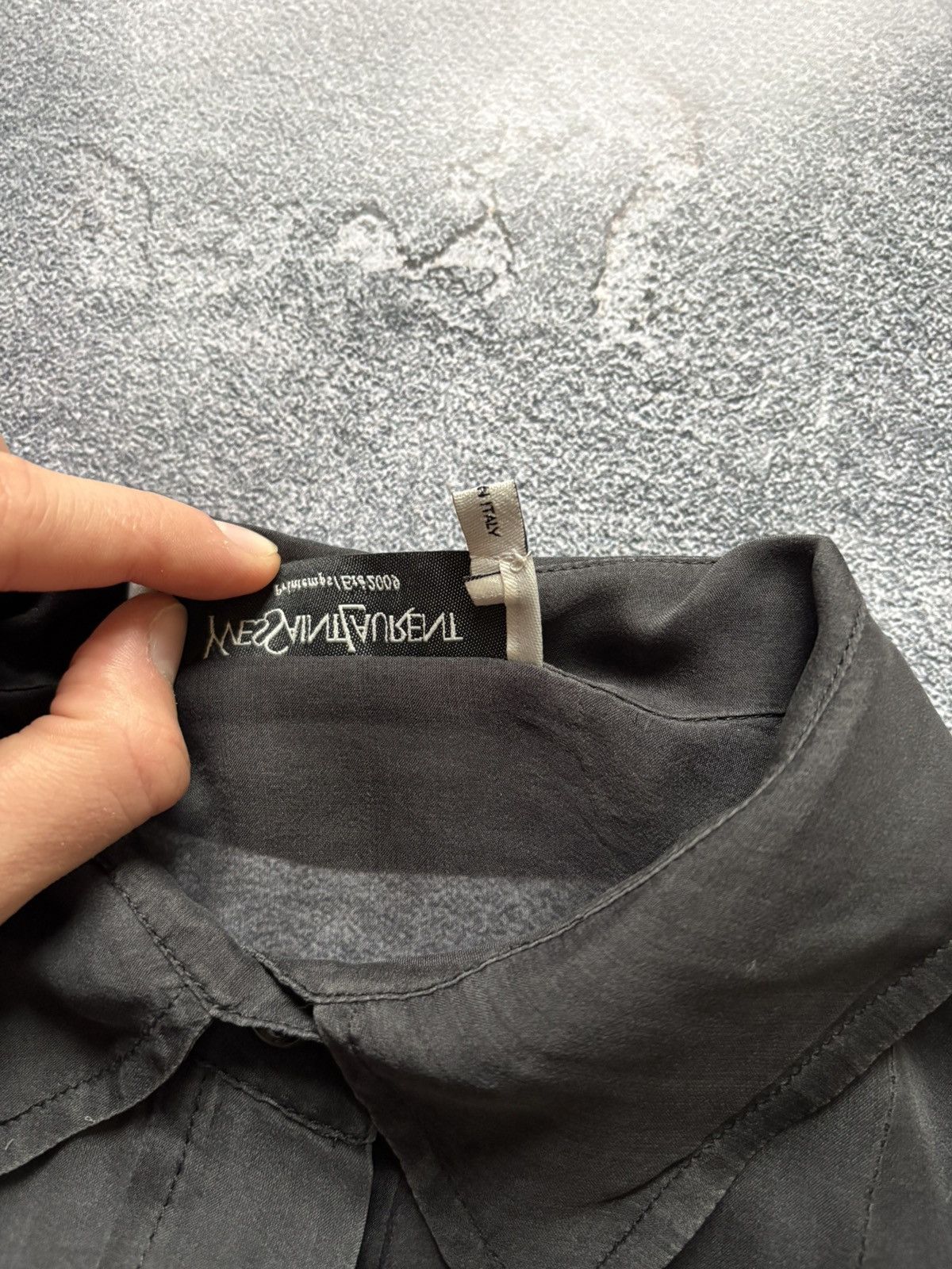 Yves Saint Laurent SS2009 Yves Saint Laurent Luxury Sheer Silk Grey Blouse Size M / US 6-8 / IT 42-44 - 6 Thumbnail