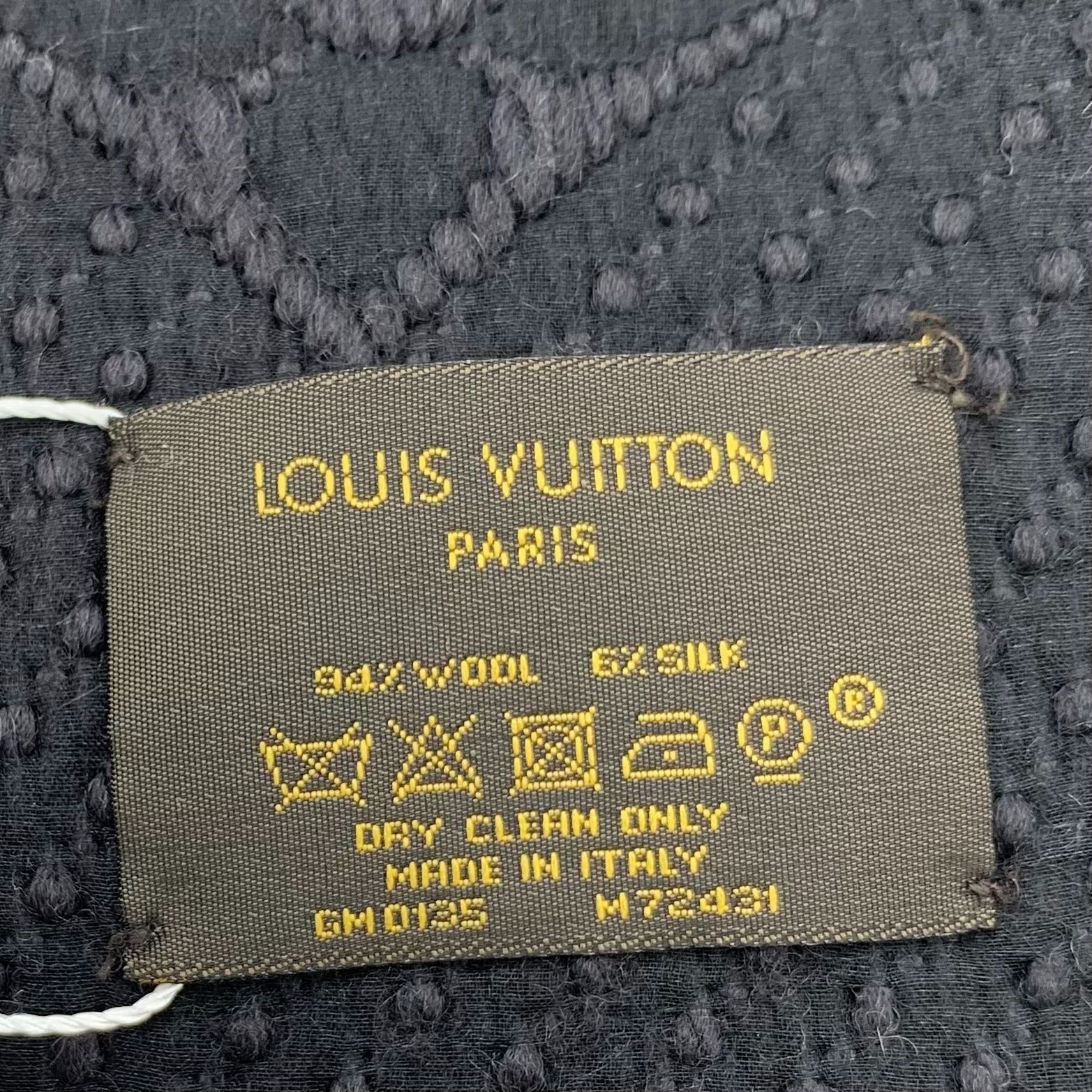 Louis Vuitton Louis Vuitton Dark Grey Wool & Silk Logo Fringe Scarf Size ONE SIZE - 2 Thumbnail