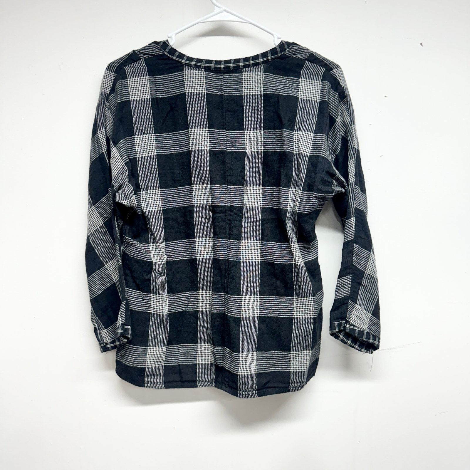 Madewell Madewell Hayden Black & White Plaid V-Neck Boho Top XXS Size XXS / US 00 / IT 34 - 3 Thumbnail