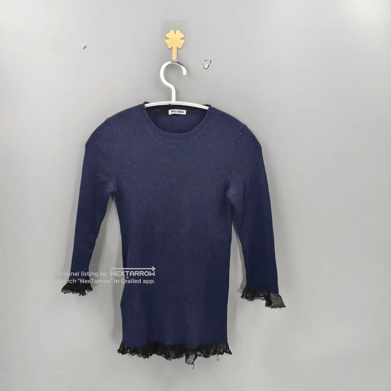 Miu Miu Navy Blue Knit Sweater, Women's (Size Xs)