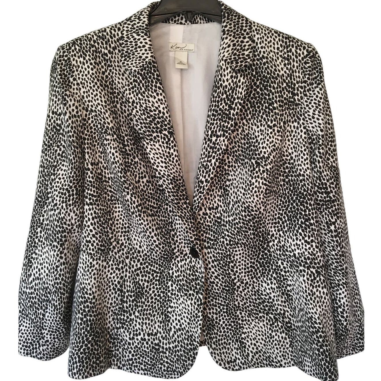 Other Kim Rogers Size 18 Lined Black & White Animal Print Jacket Size XXL / US 16-18 / IT 52-54 - 1 Thumbnail