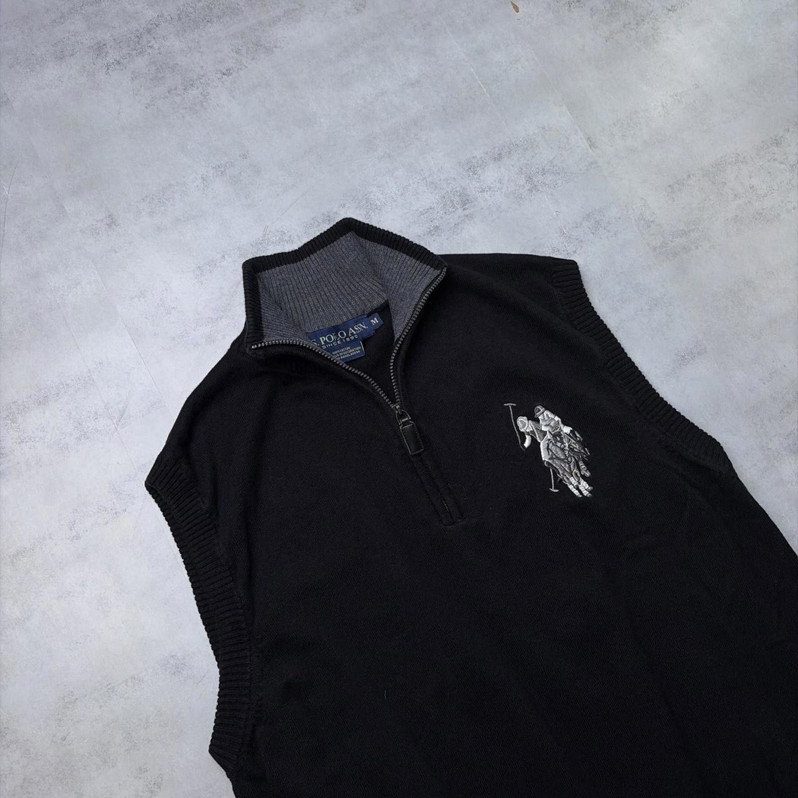 U.S. Polo Assn. Y2K Black U.S. Polo Assn Grunge Knit Big Pony Vest Size US M / EU 48-50 / 2 - 5 Thumbnail