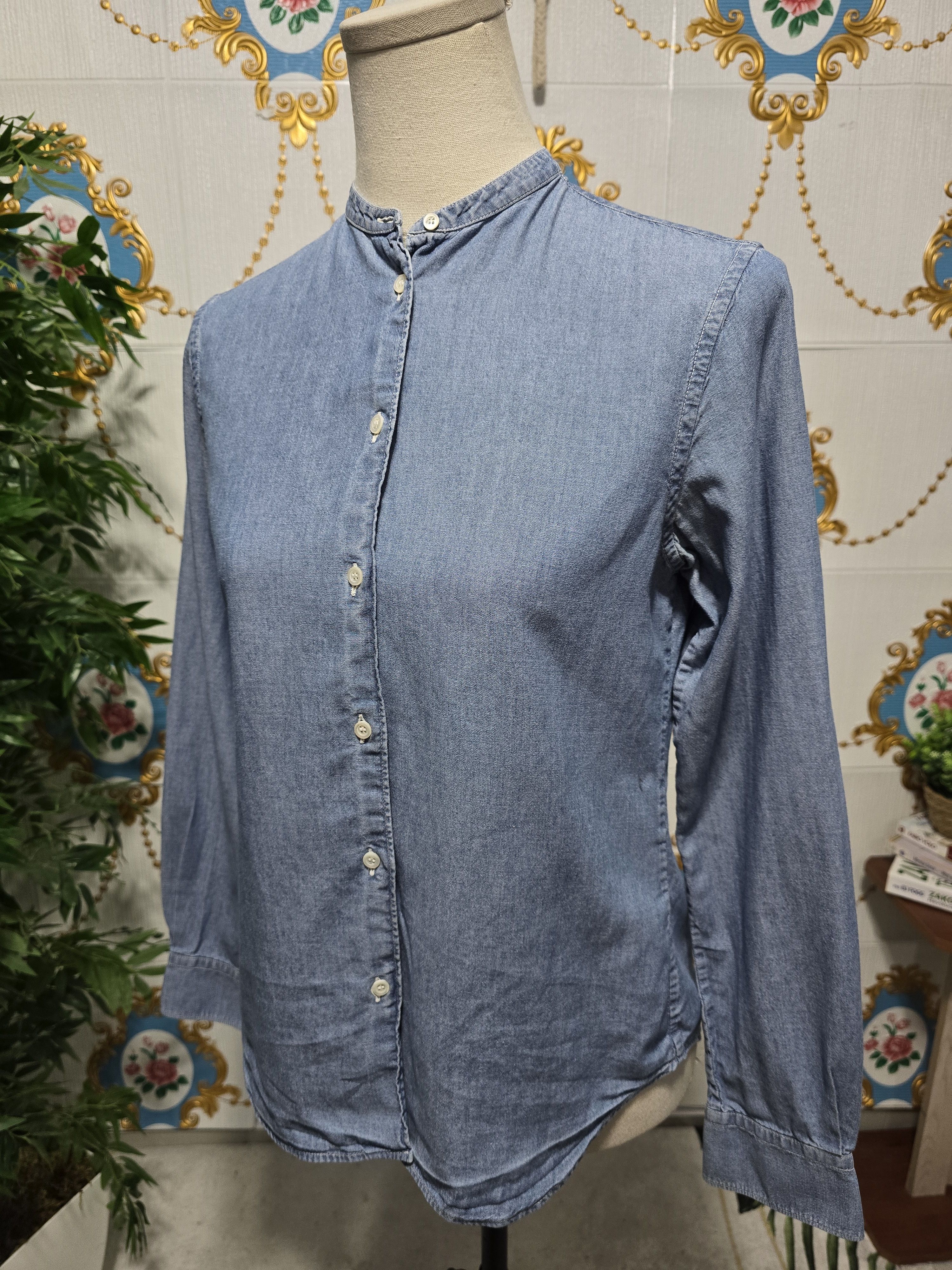 Aspesi Aspesi light blue chambray shirt with a band collar. SMALL Size S / US 4 / IT 40 - 4 Thumbnail