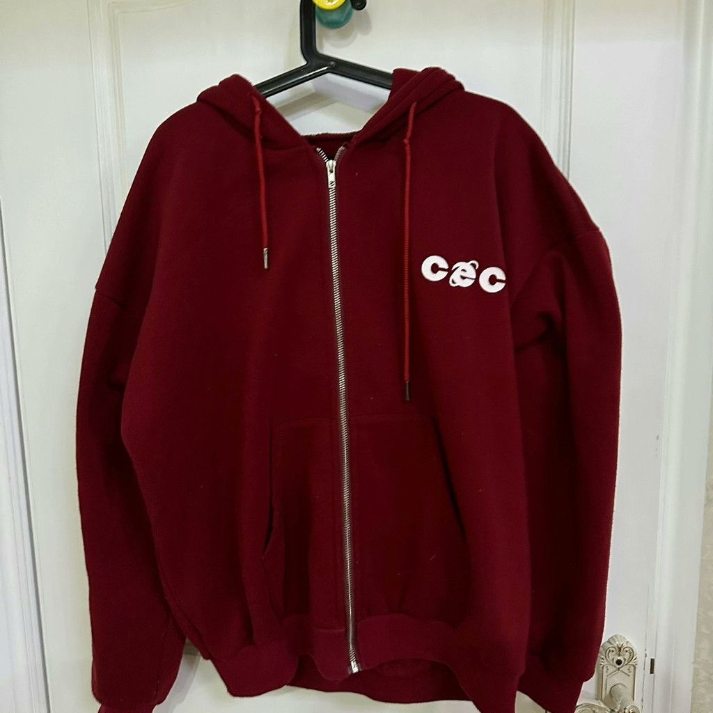 Nike CEC Oversized Unisex Burgundy Full-Zip Hoodie Size L / US 10 / IT 46 - 7 Thumbnail