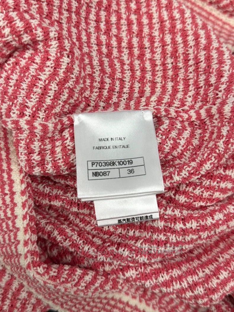 Chanel Chanel Pink and white striped long knitted cardigan coat Size XS / US 0-2 / IT 36-38 - 5 Thumbnail
