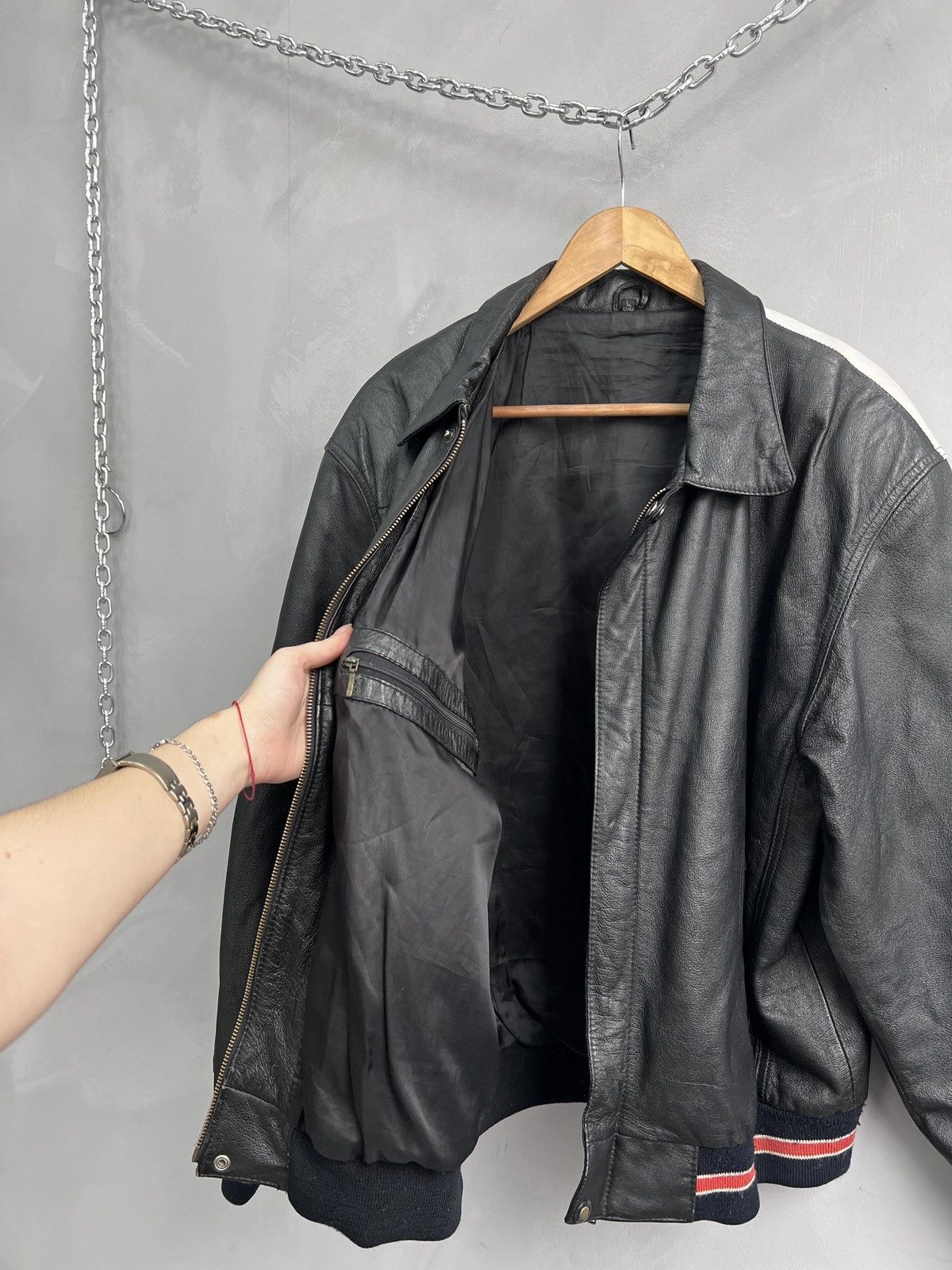 Vintage Retro 90s schott style aviator jacket leather TEXAS Size US L / EU 52-54 / 3 - 9 Thumbnail