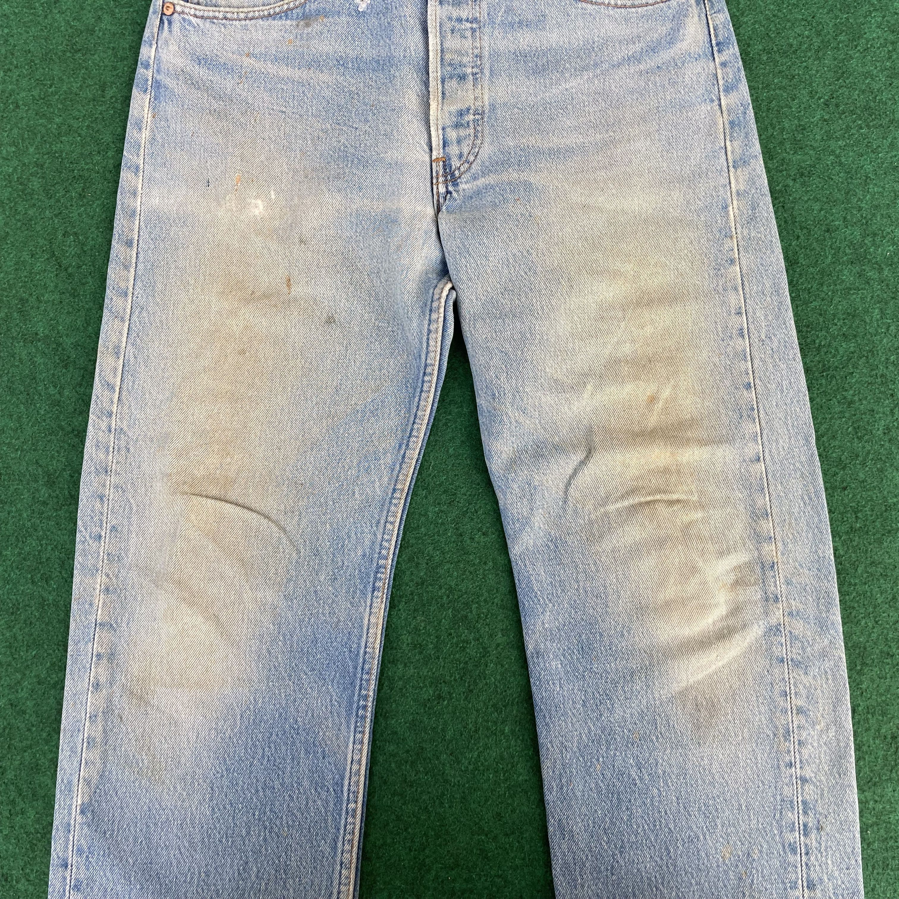 Levi's × Vintage Vtg Levis 501 Distressed Ripped Light Blue Dirty Jeans Size US 31 - 8 Thumbnail