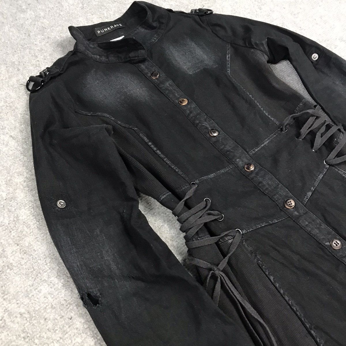 Designer × Japanese Brand PUNK RAVE DISTRESSED BLACK PUNK BUTTON BONDAGE JACKET Size M / US 6-8 / IT 42-44 - 5 Thumbnail