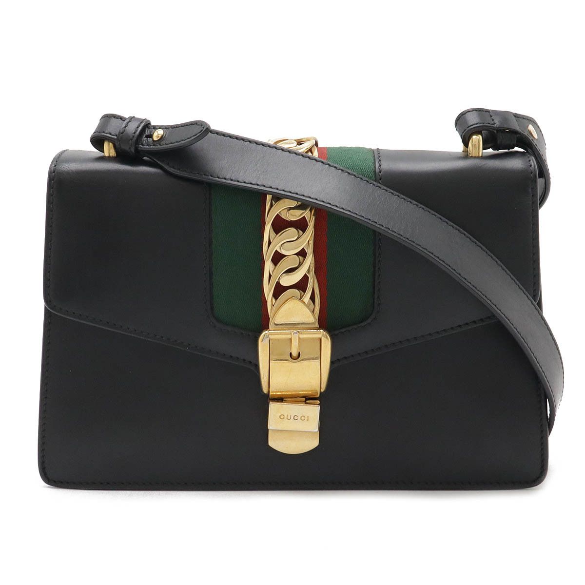 Gucci Gucci Leather Sylvie Shoulder Bag 421882 Leather Shoulder Bag 421882 in Black, Women's