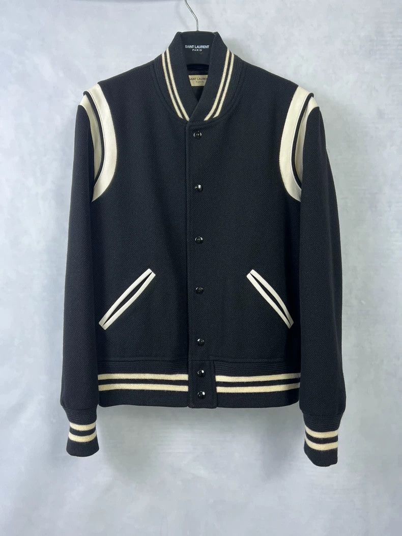 Saint Laurent Paris Saint Laurent 13FW Black White Varsity Jacket - dmc Size US XL / EU 56 / 4 - 1 Thumbnail