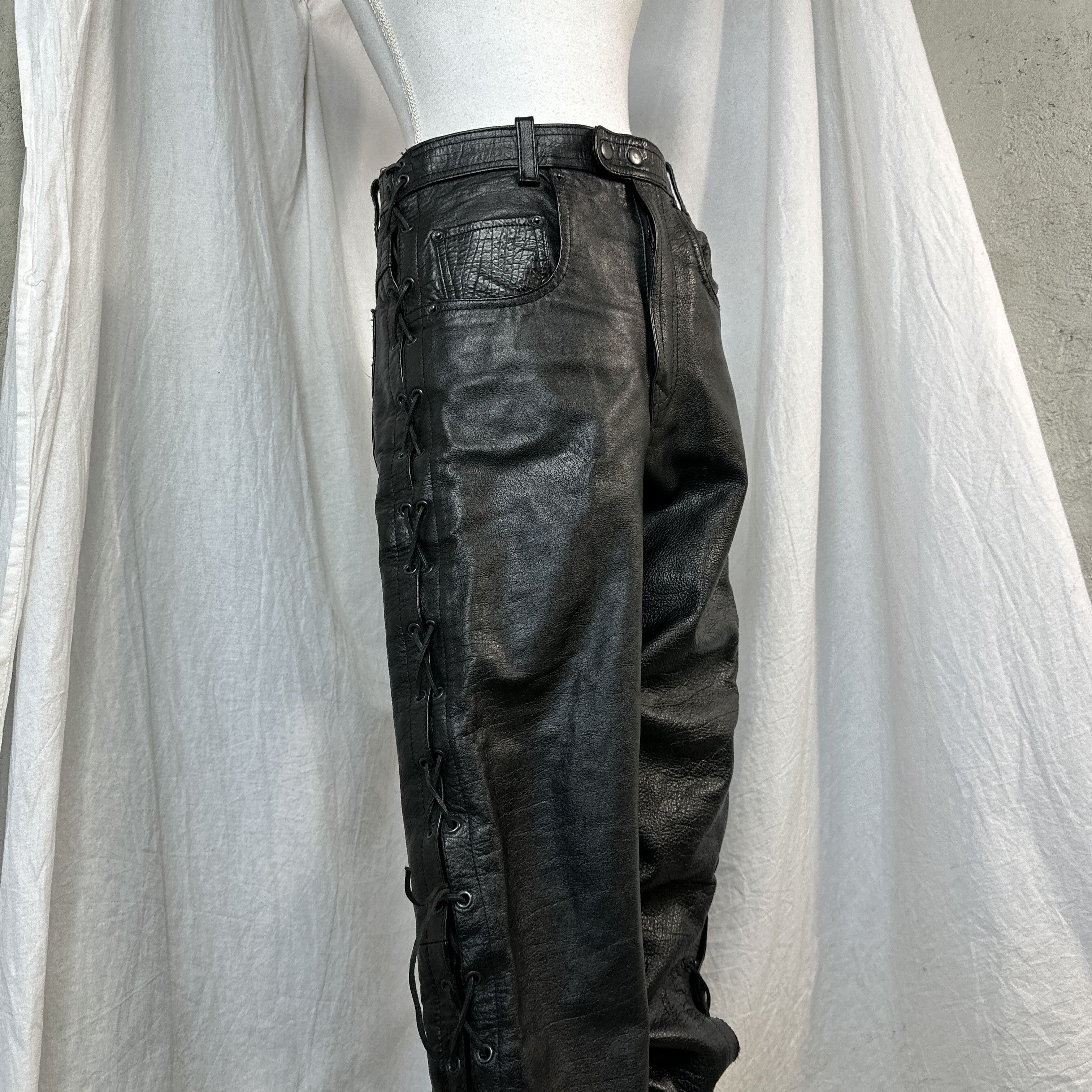 Vintage Vintage Leather Trousers with Lacing Size US 34 / EU 50 - 3 Thumbnail