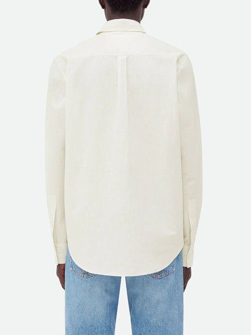 Bottega Veneta o1lf3ng10825 Cotton Linen Check Shirt in Ivory Size US L / EU 52-54 / 3 - 4 Thumbnail