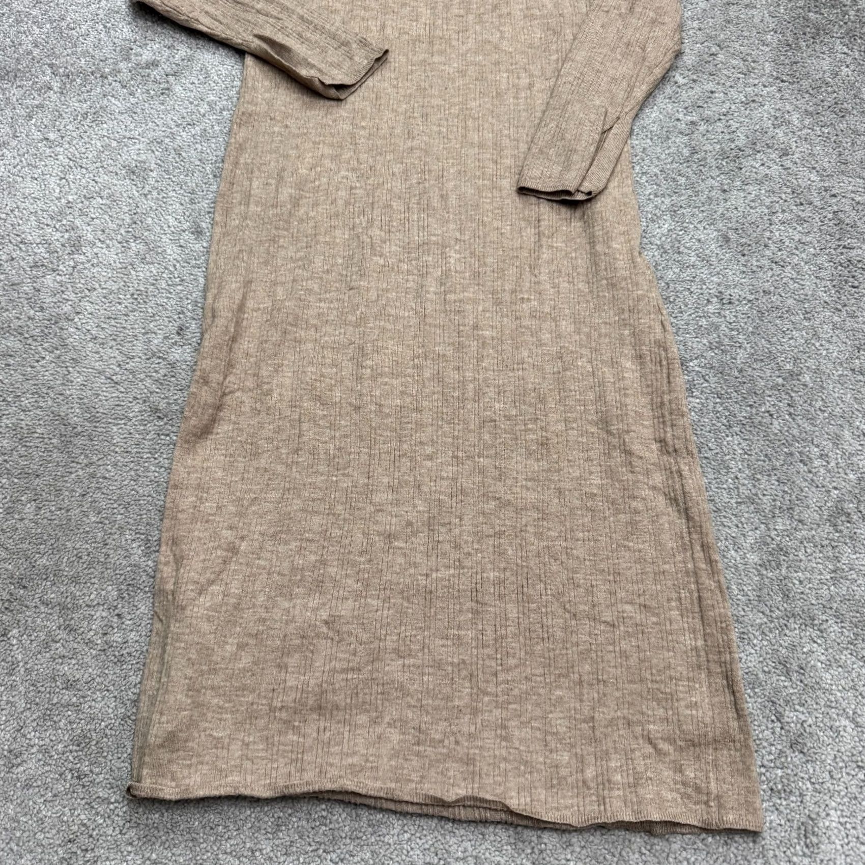 Asos ASOS Maternity Ribbed Knit Midi Dress Women 6 Brown Long Sleeve Side Slit Dress Size M / US 6-8 / IT 42-44 - 3 Thumbnail