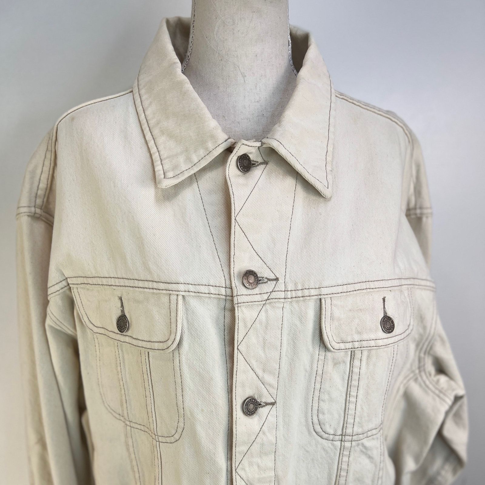 Gap × Vintage Vintage GAP Denim White Trucker Jean Jacket Size US XL / EU 56 / 4 - 2 Thumbnail
