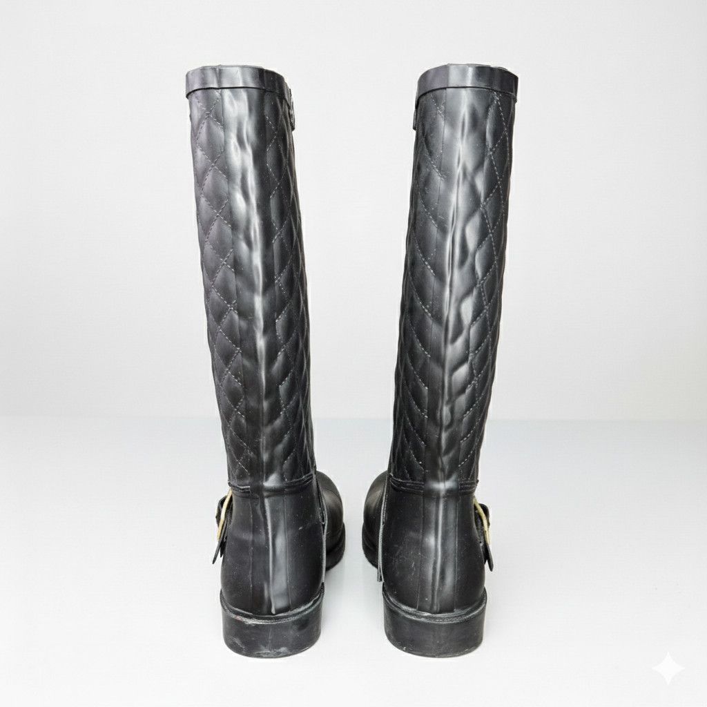 Steve Madden Steve Madden Size 8 Rainboots Northpol Black Quilted Zipper Size US 8 / IT 38 - 6 Thumbnail