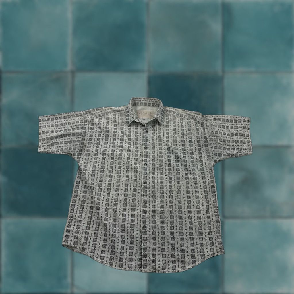 Etro Maxx FM Shirt Mens Large Geometric Print Stone Wash Casual Retro Size US L / EU 52-54 / 3 - 1 Thumbnail