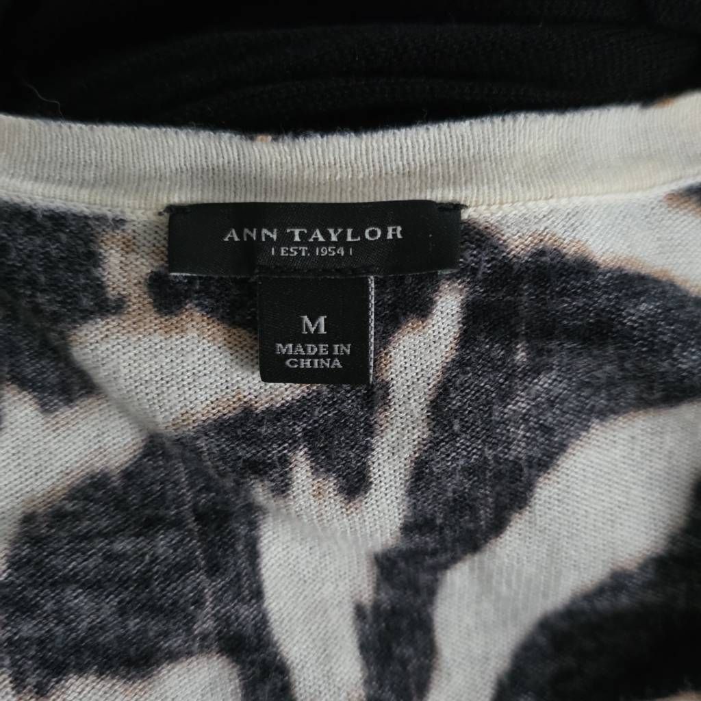 Ann Taylor Ann Taylor Women's Size Med Black White Tan Animal Print Elb Size M / US 6-8 / IT 42-44 - 2 Thumbnail