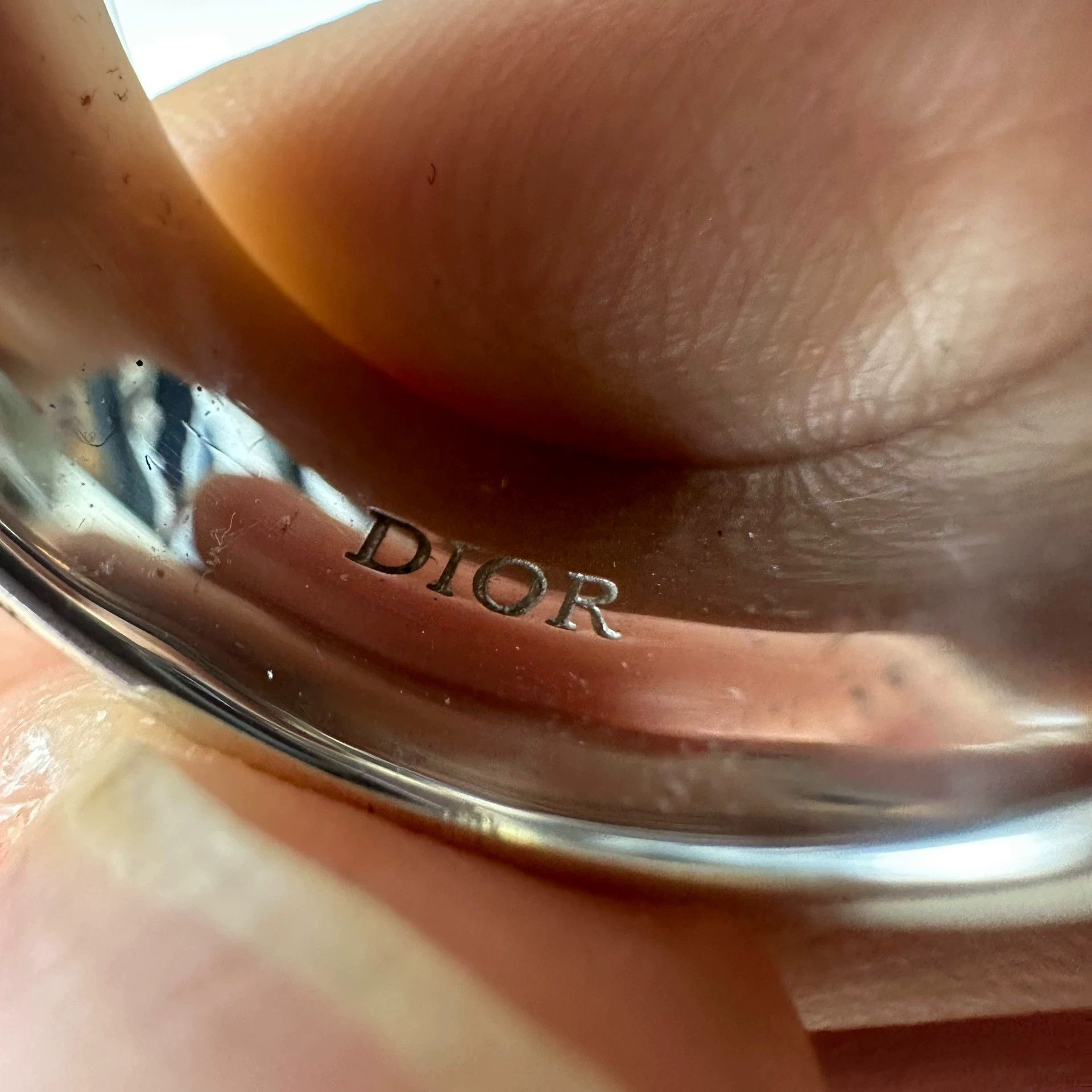 Dior DIOR Men's White Crystal-Inset Silver Ring S Size ONE SIZE - 7 Thumbnail
