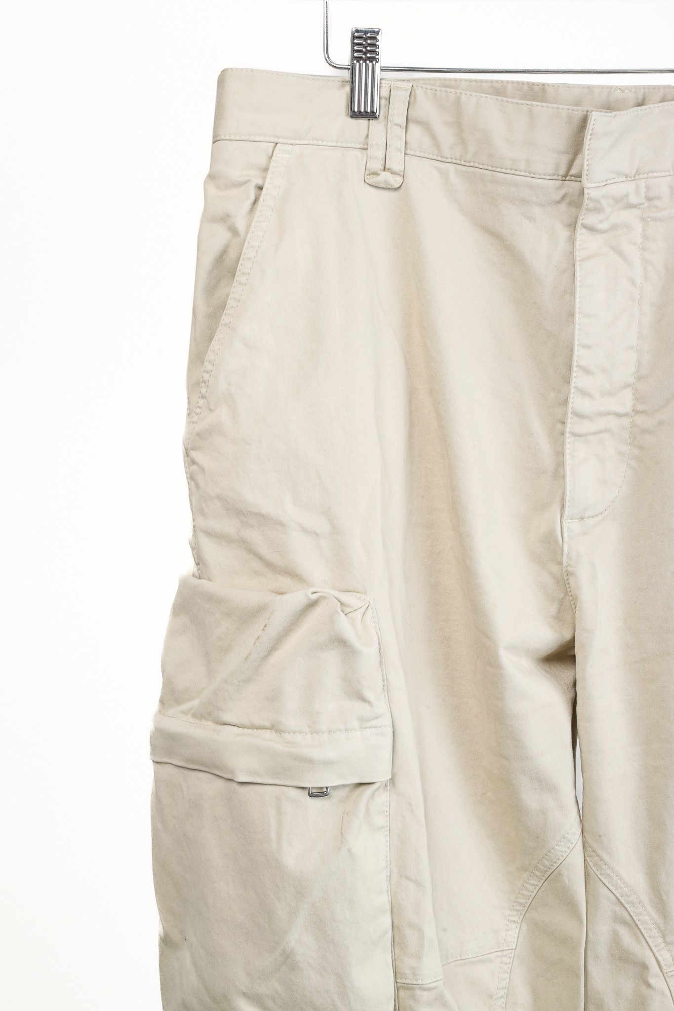Moncler Moncler Light Beige Wide-Leg Stretch-Cotton Cargo Trousers Size US 34 / EU 50 - 4 Thumbnail