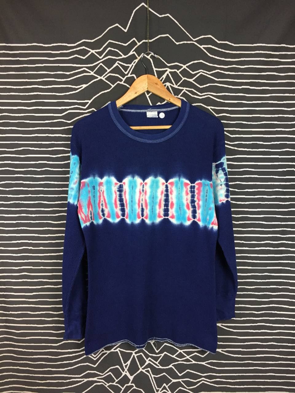 Vintage Vtg Waffle-Knit Crewneck Tie-Dye Longsleeve Tee Size US M / EU 48-50 / 2 - 1 Thumbnail